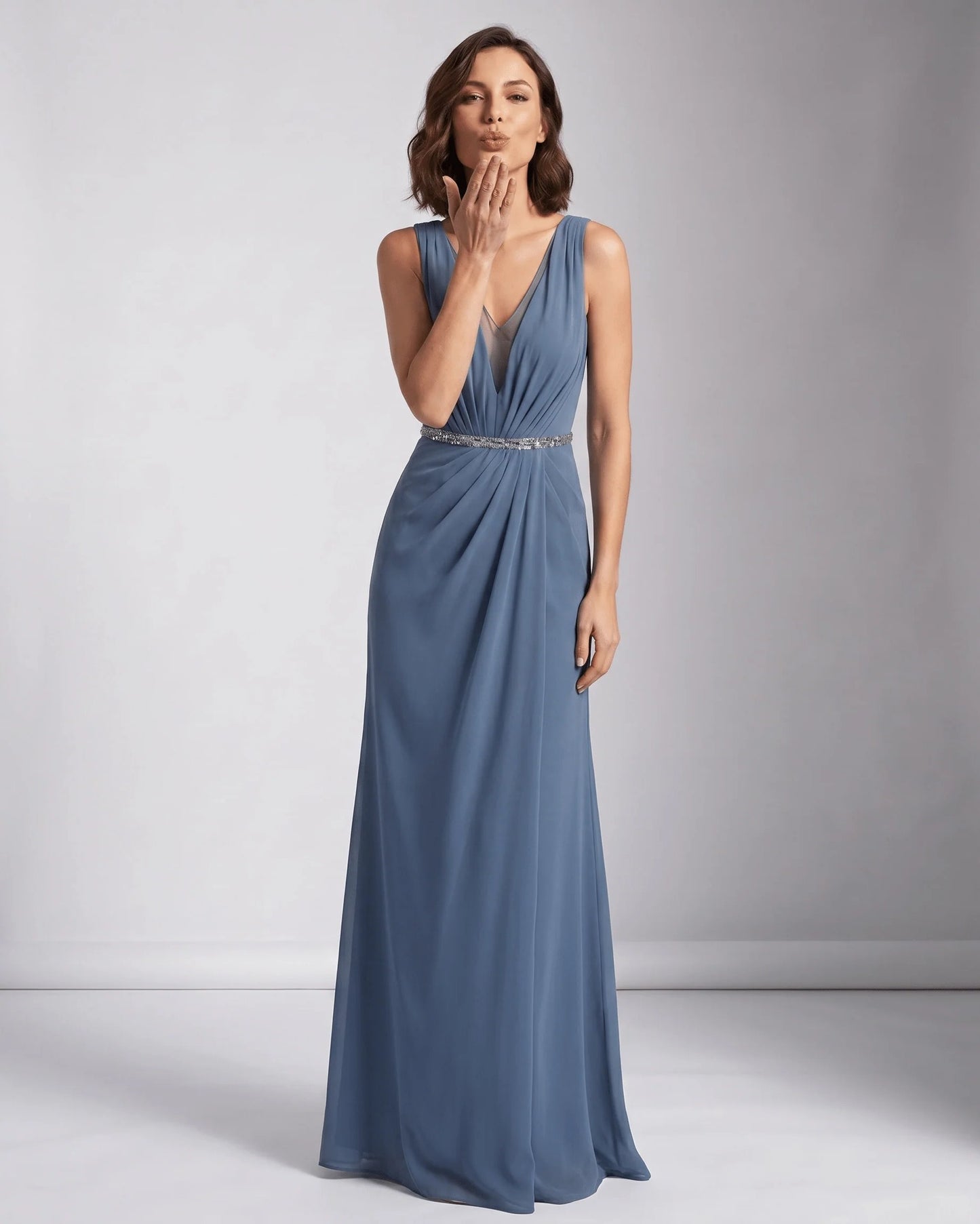 Marinette Women's Maxi Dress | V-Neck | Pleated Bodice