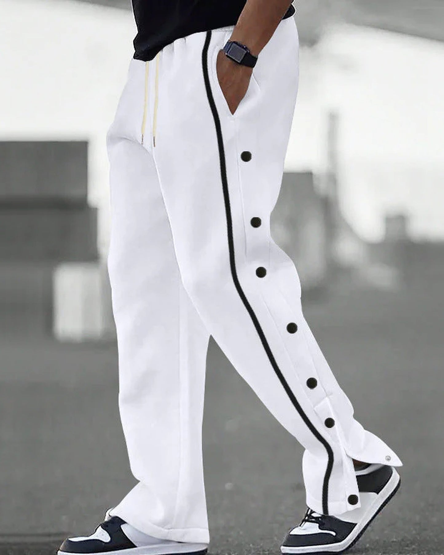 Fulvio Heren Trousers | Buttons Side Stripe | Elastic Waist