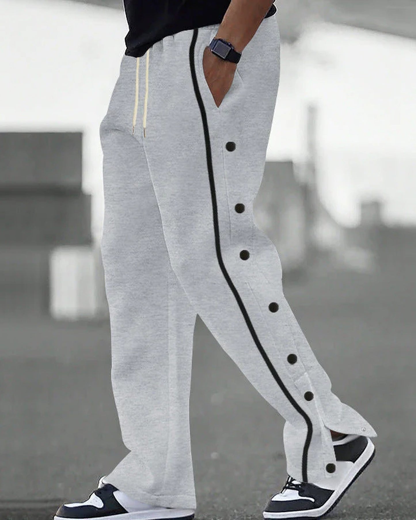 Fulvio Heren Trousers | Buttons Side Stripe | Elastic Waist