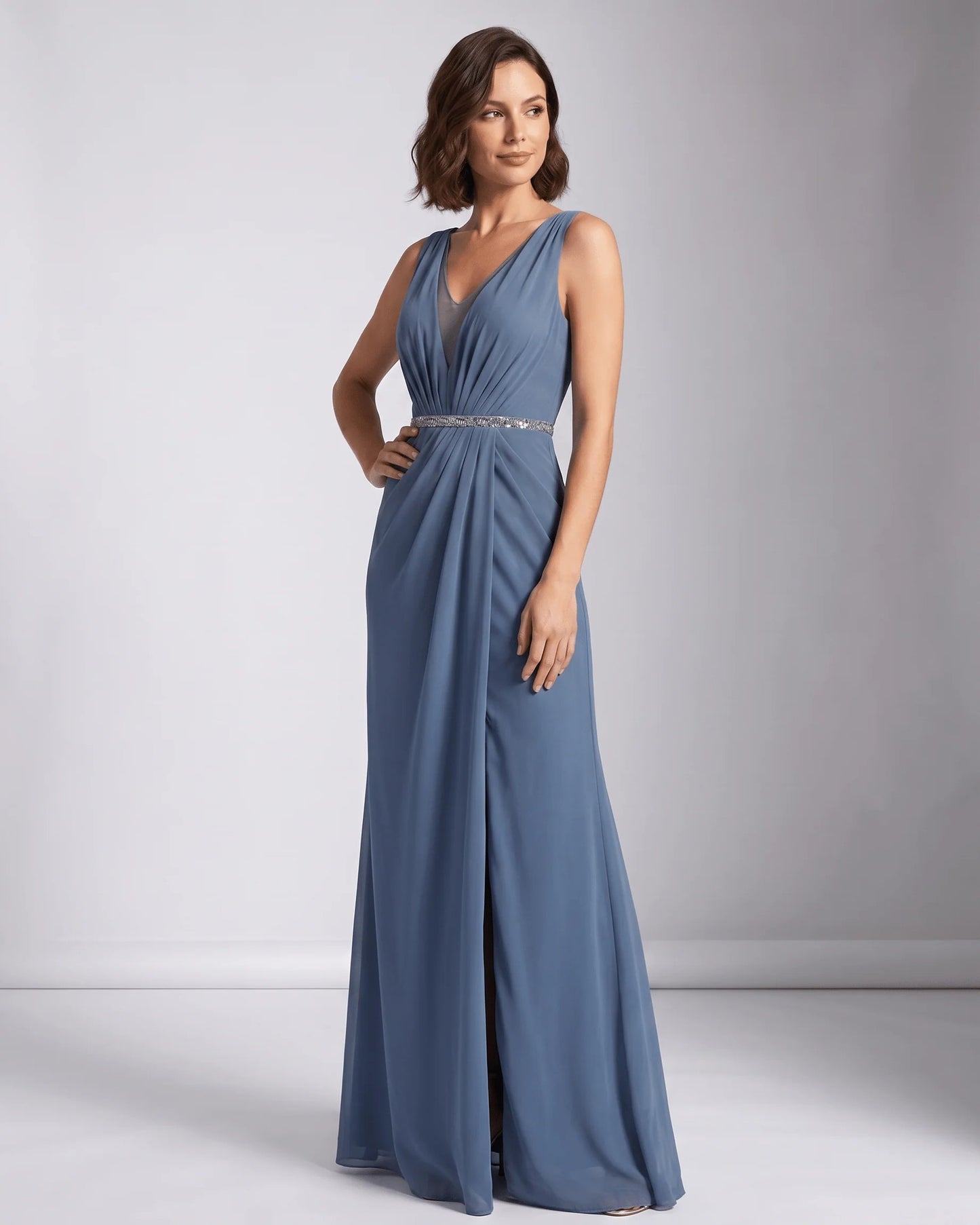 Marinette Women's Maxi Dress | V-Neck | Pleated Bodice