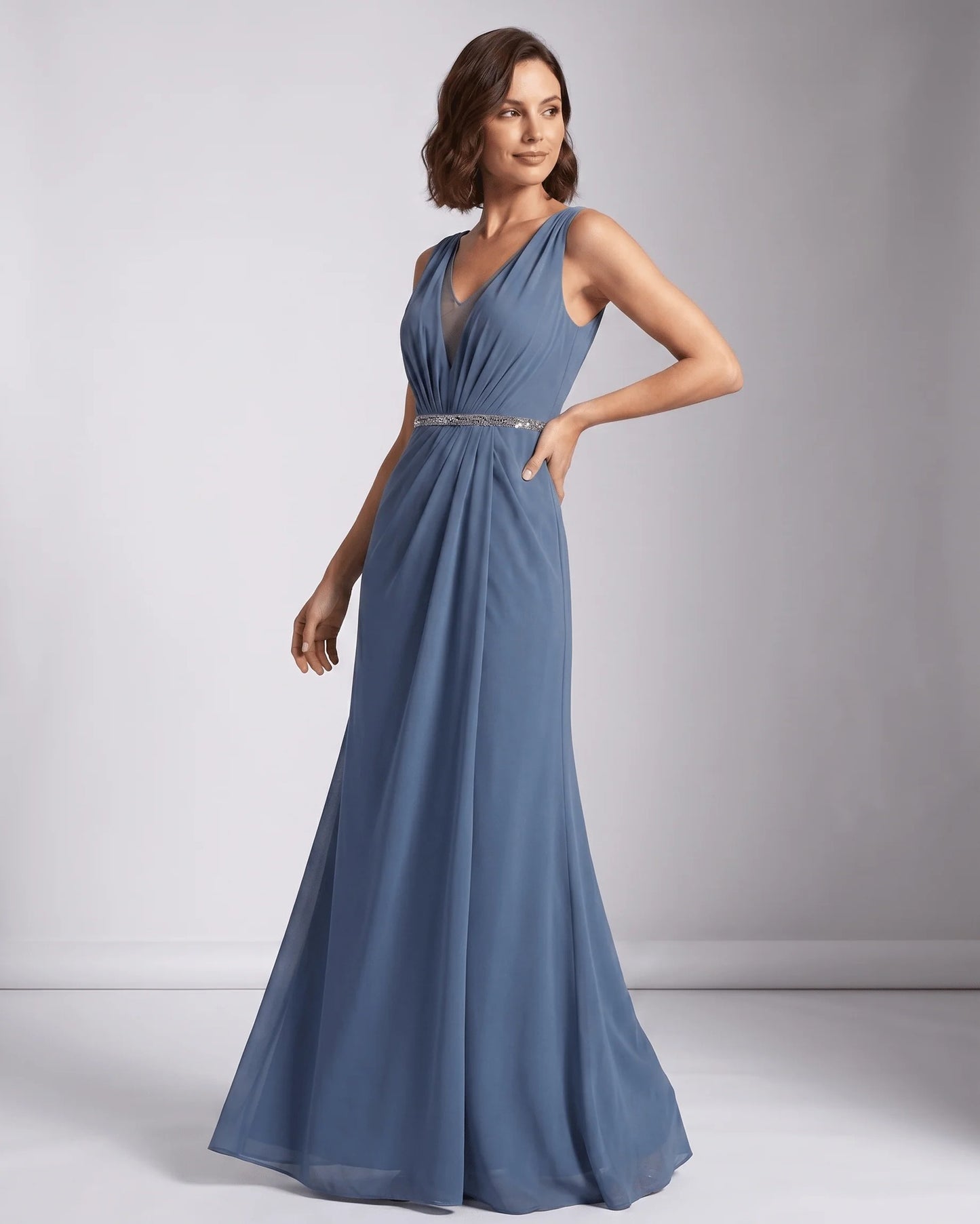 Marinette Women's Maxi Dress | V-Neck | Pleated Bodice