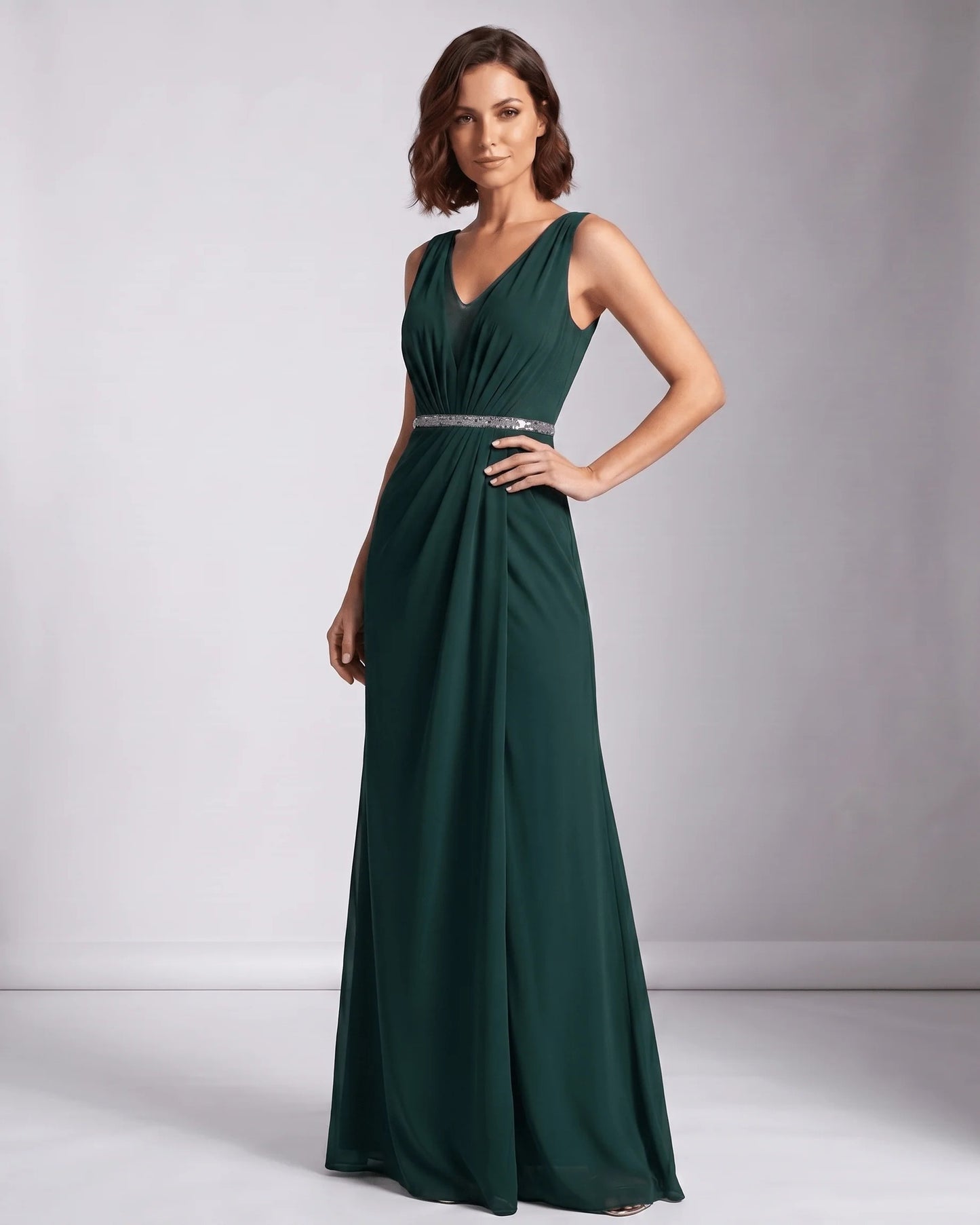 Marinette Women's Maxi Dress | V-Neck | Pleated Bodice