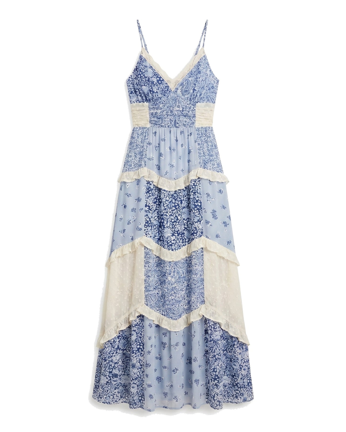 Maryline Dames Maxi Jurk | Gelaagde Ruches | Open Rug