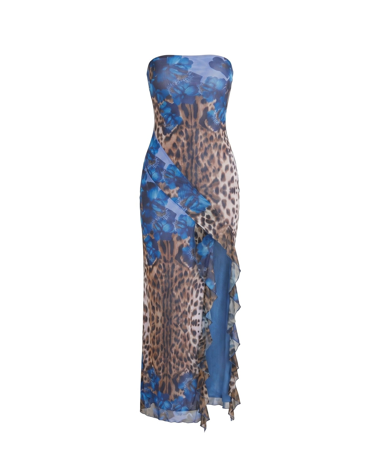 Milena Women's Maxi Dress | Strapless | Ruches Split