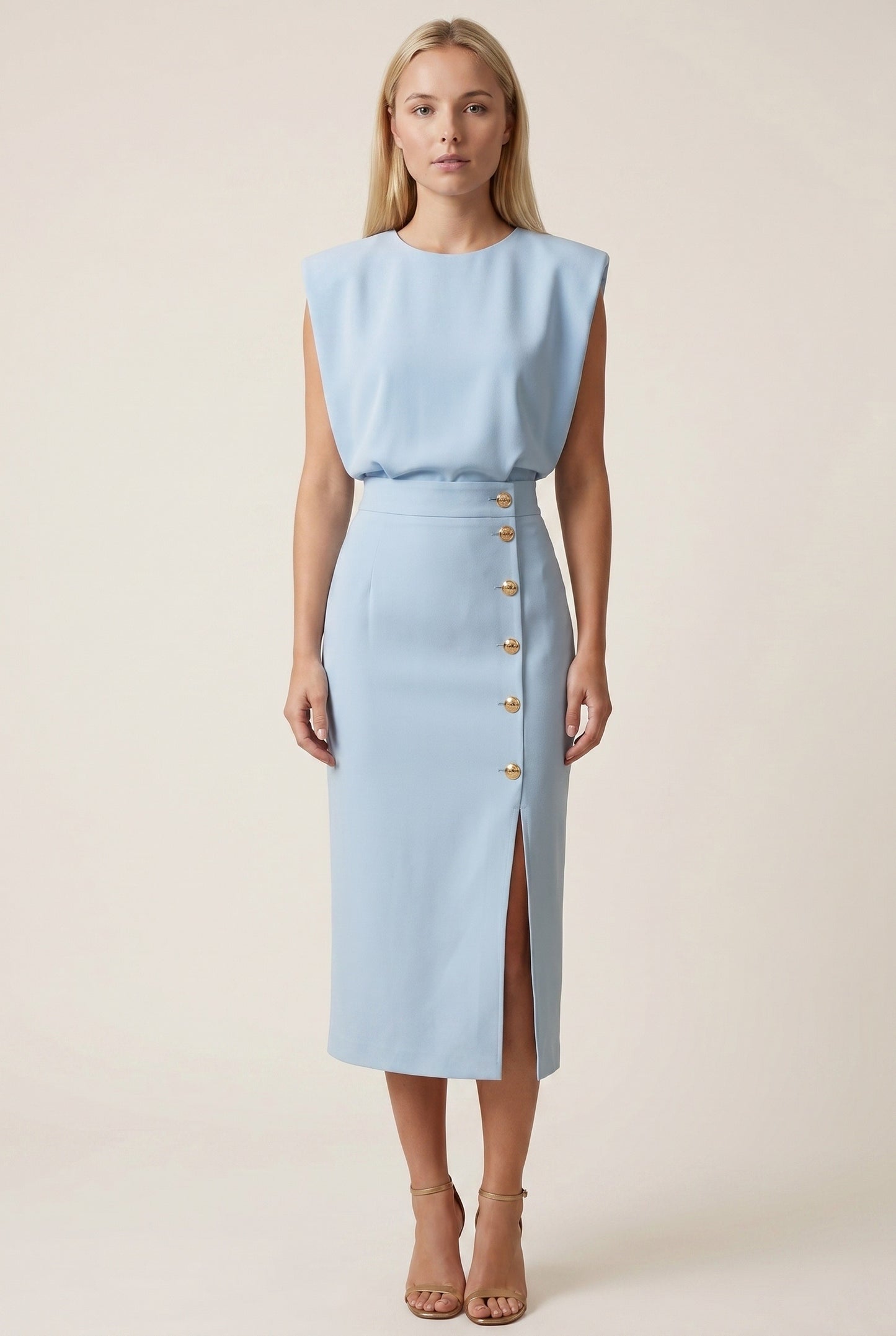 Ninon Women's Midi Dress | Button Detail Split | Split