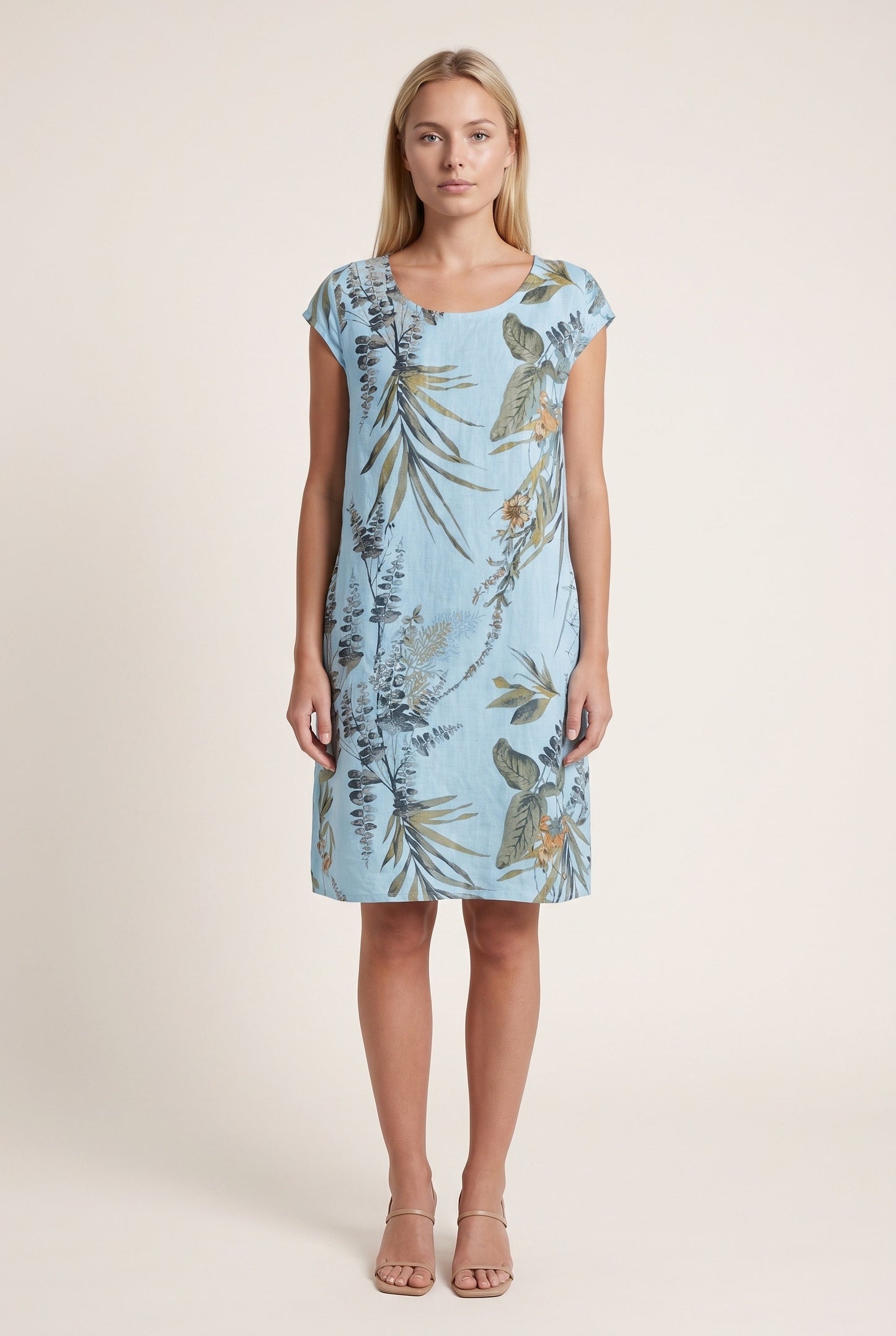 Nadine Dames Mini Jurk | Botanische Print | Zakken