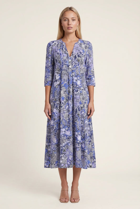 Nelly Dames Midi Jurk | V-Hals | Bloemenprint