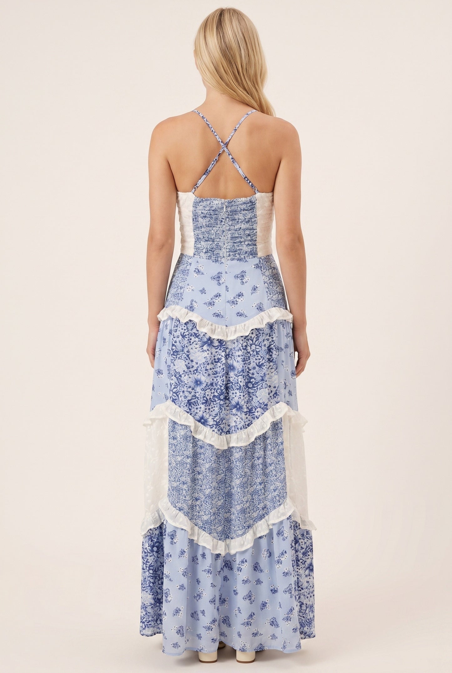Camille Women's Maxi Dress | Floral Print | Layered Ruffles