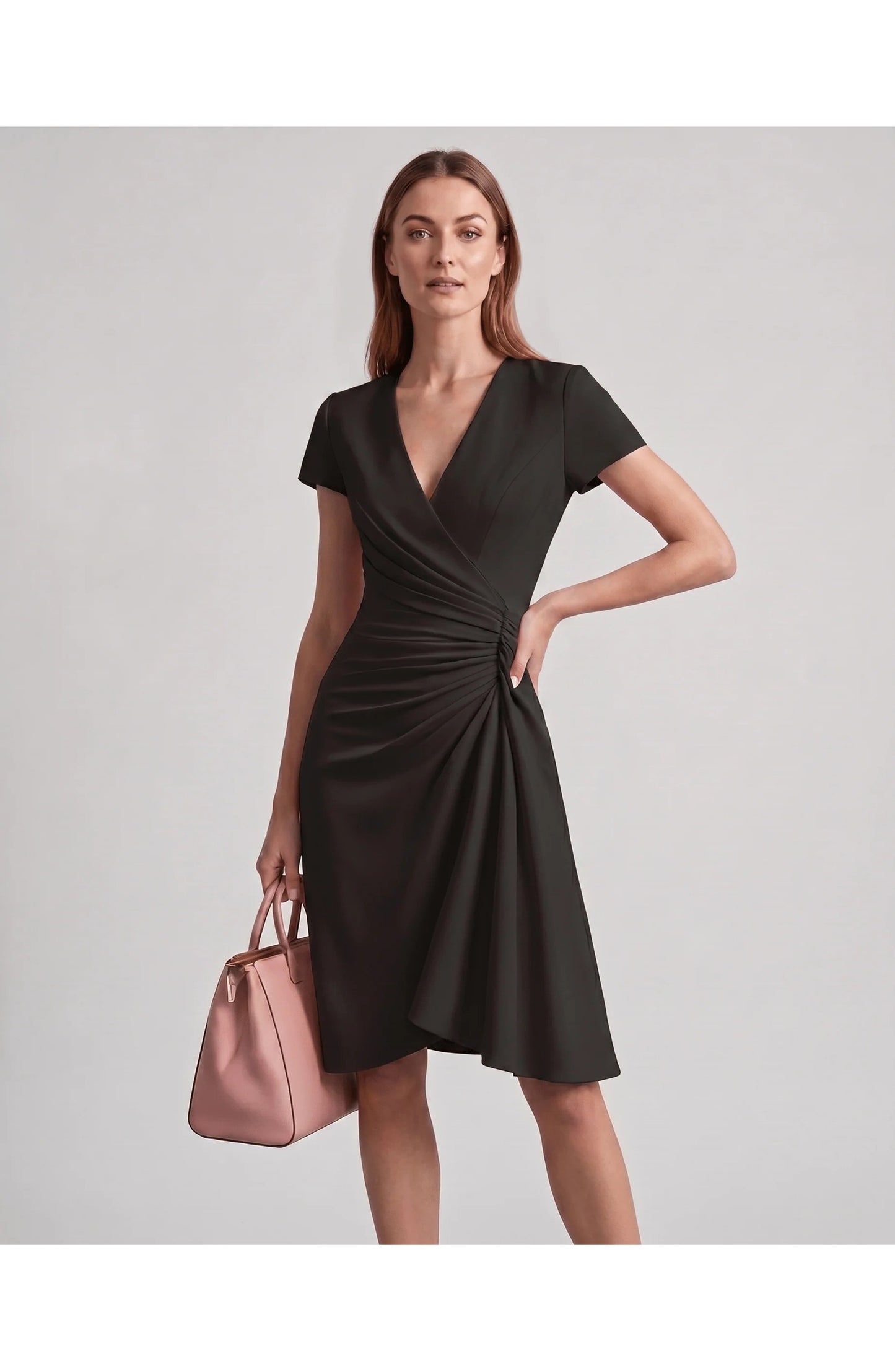Daphné Women's Midi Dress | Wrap V-Neck | Draped Side