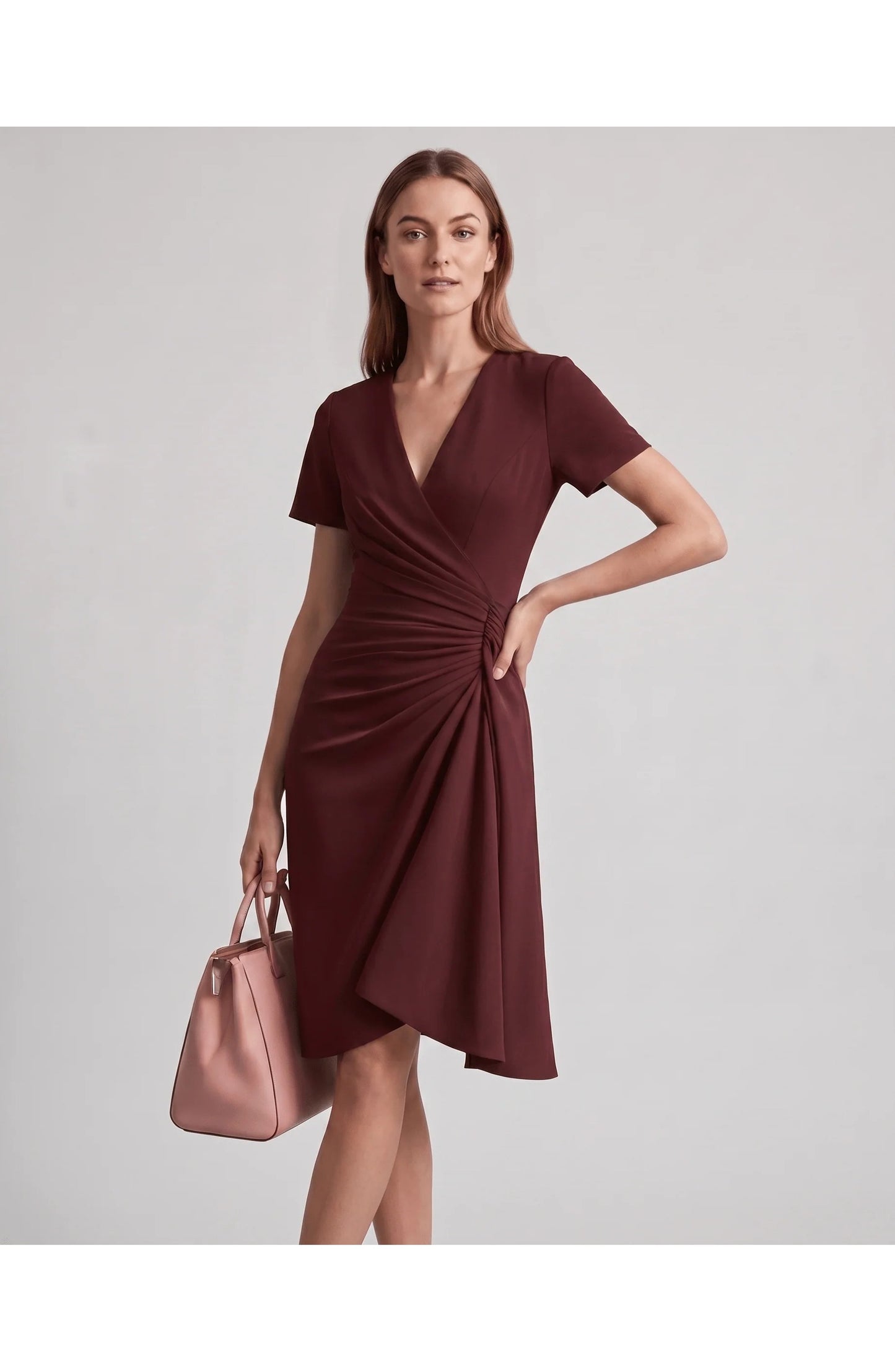 Daphné Women's Midi Dress | Wrap V-Neck | Draped Side