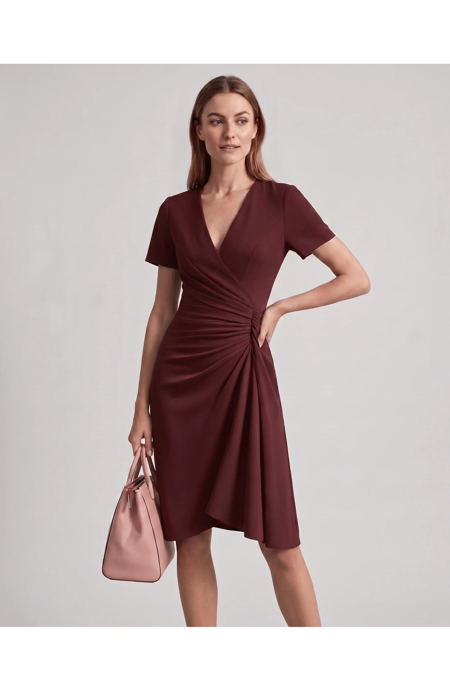 Daphné Women's Midi Dress | Wrap V-Neck | Draped Side