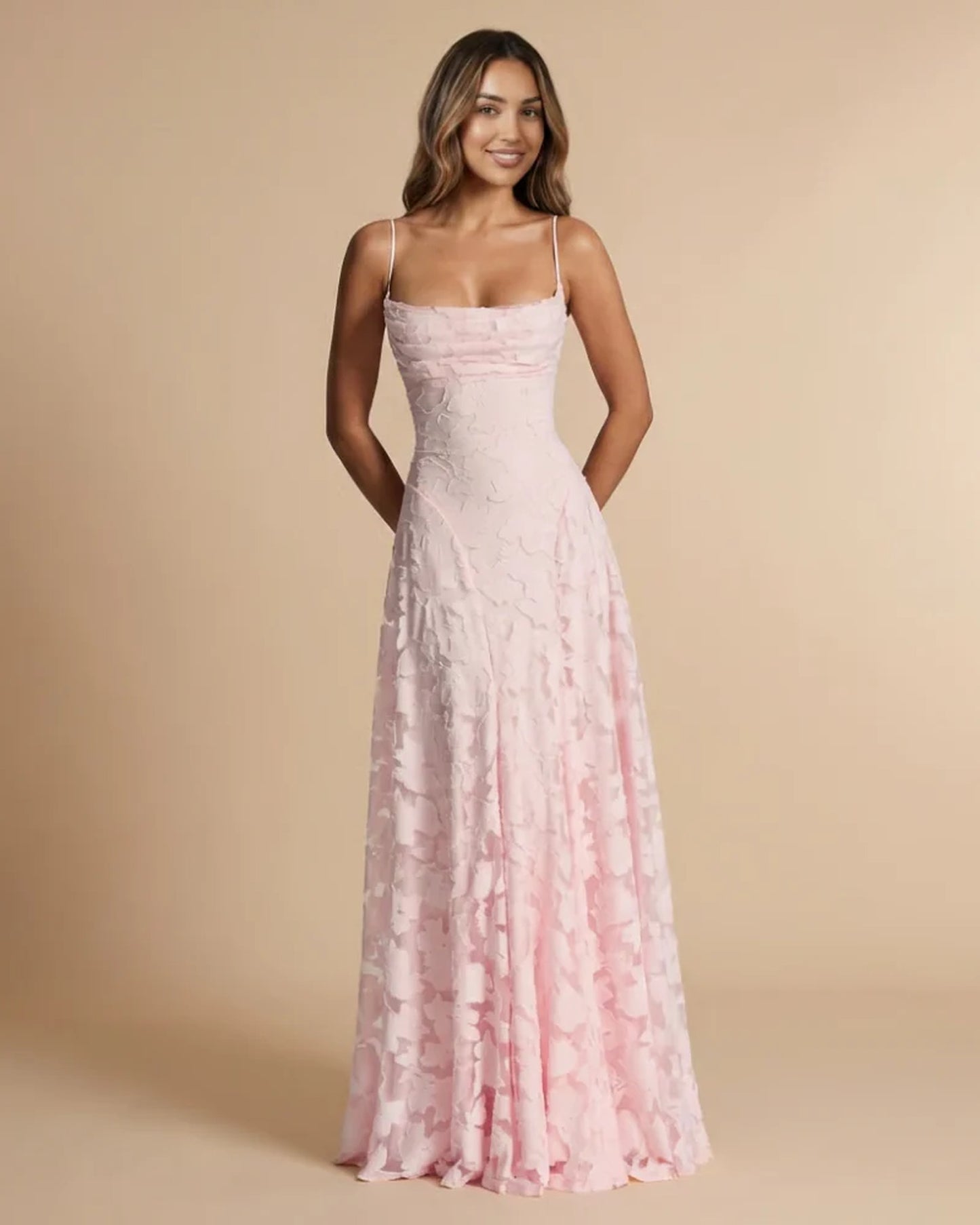 Mégane Women's Maxi Dress | Crossed Back Straps | Lace A-Line