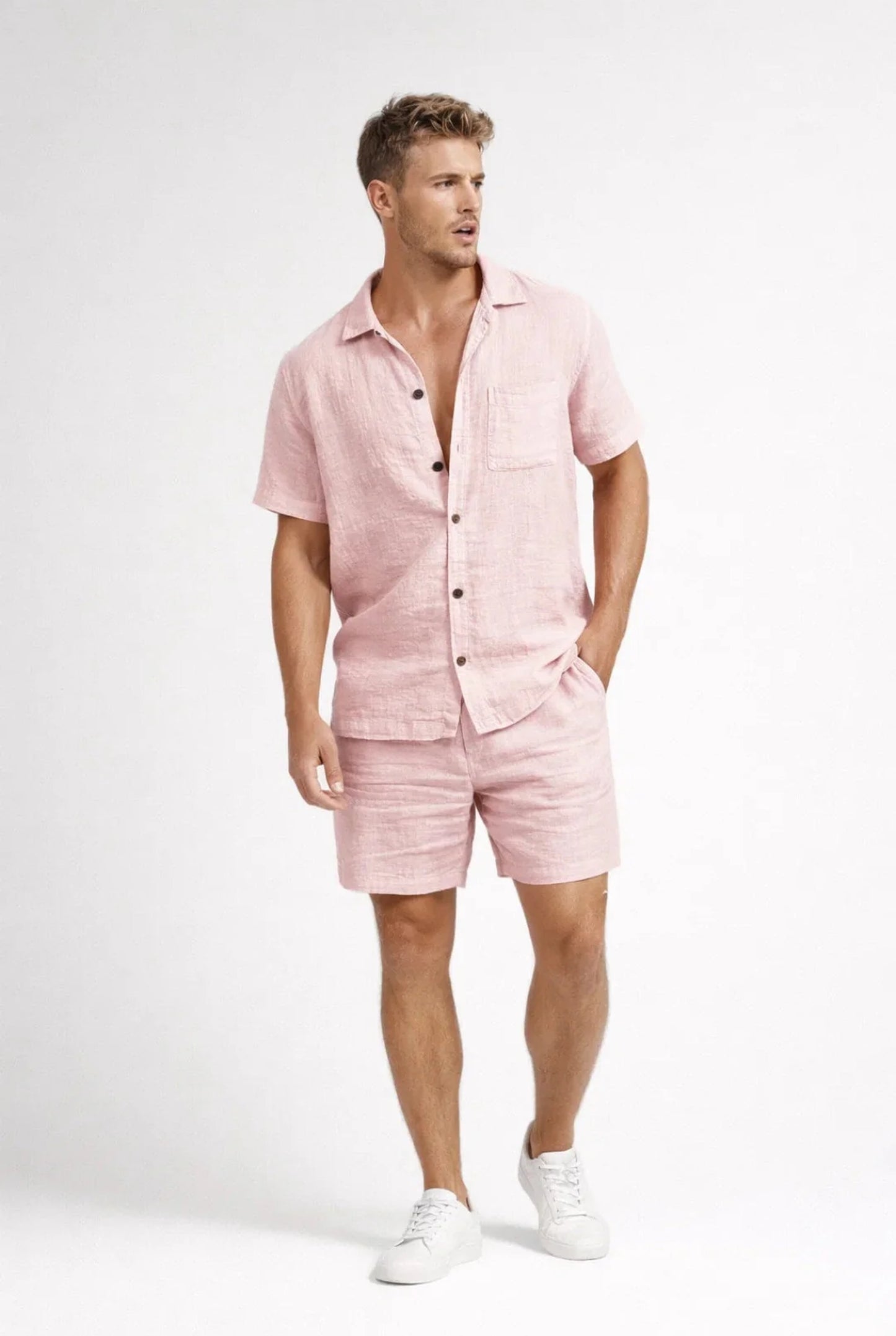 Arturo Heren Co-Ord Set | Korte Mouwen | Geplooide Details