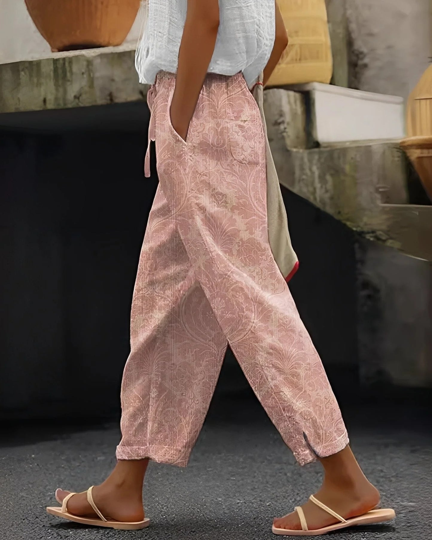 Patience Dames Trousers | Floral-print | Wide-Leg Fit