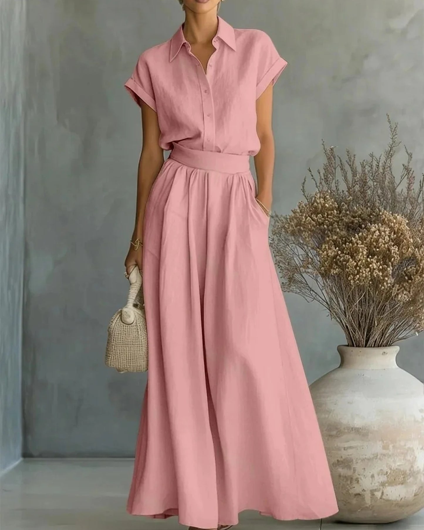 Andréanne Dames Maxi Jurk | Hoge Tailleband | Brede Plooien