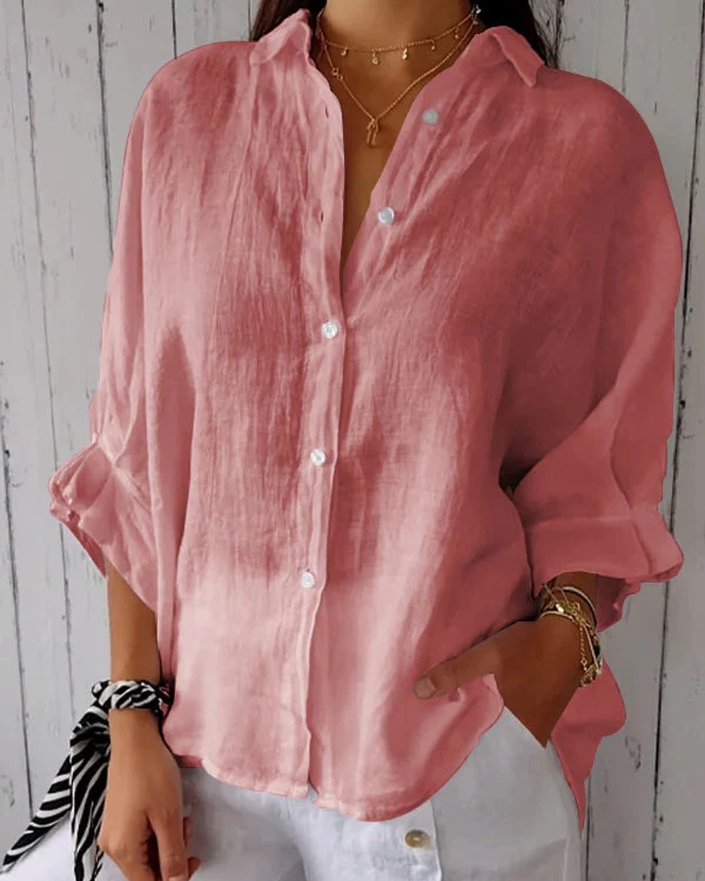 Méline Dames Blouse | Klassieke Kraag | Losvallende Pasvorm