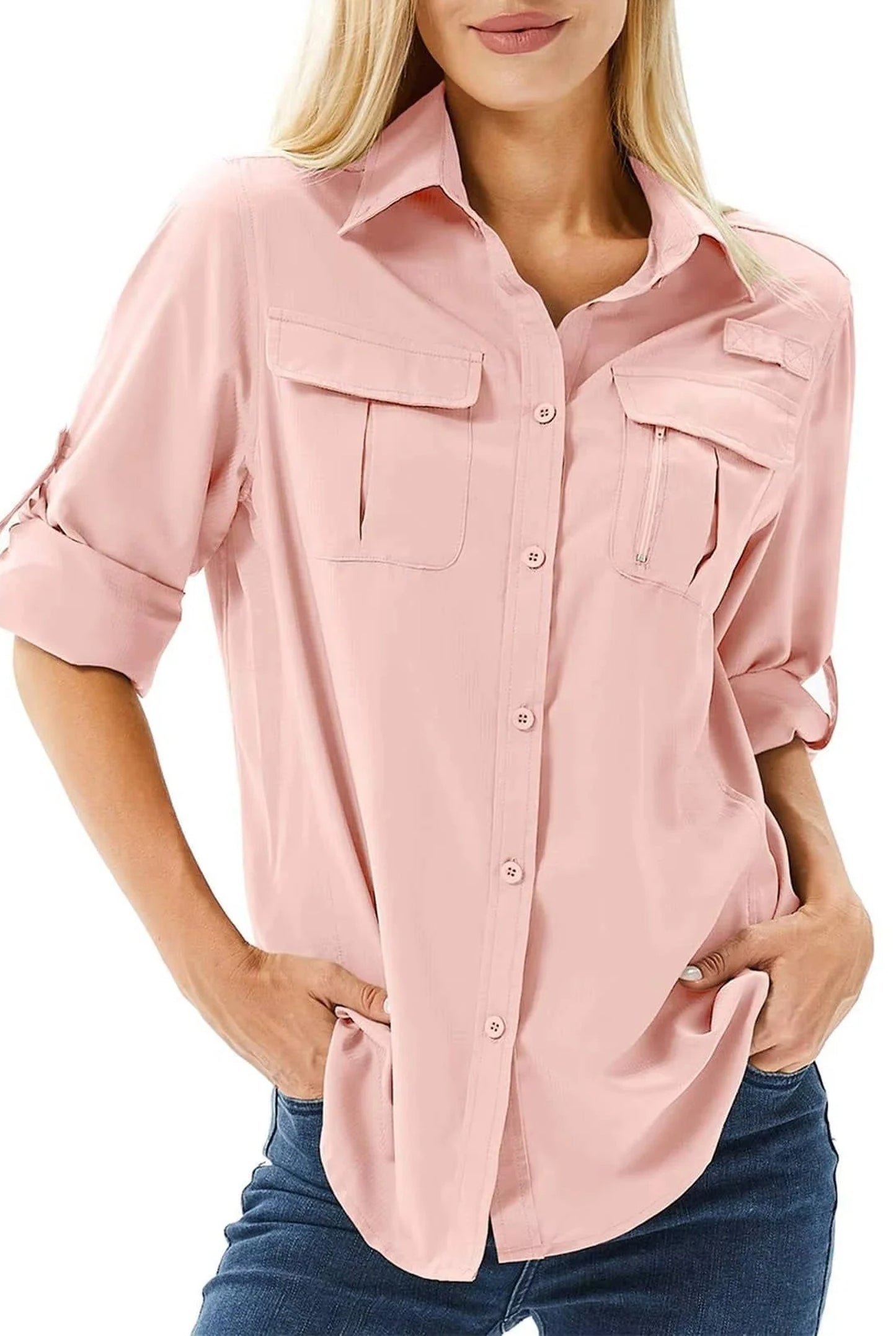Amanda Dames Blouse | Korte Mouwen | Borstzakken