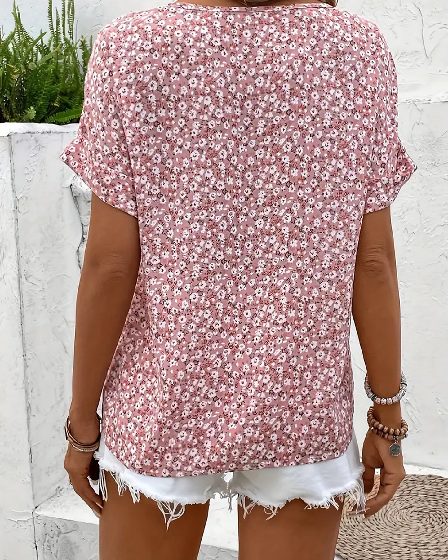Messaline Dames Blouse | Bloemenprint | Knoopsluiting