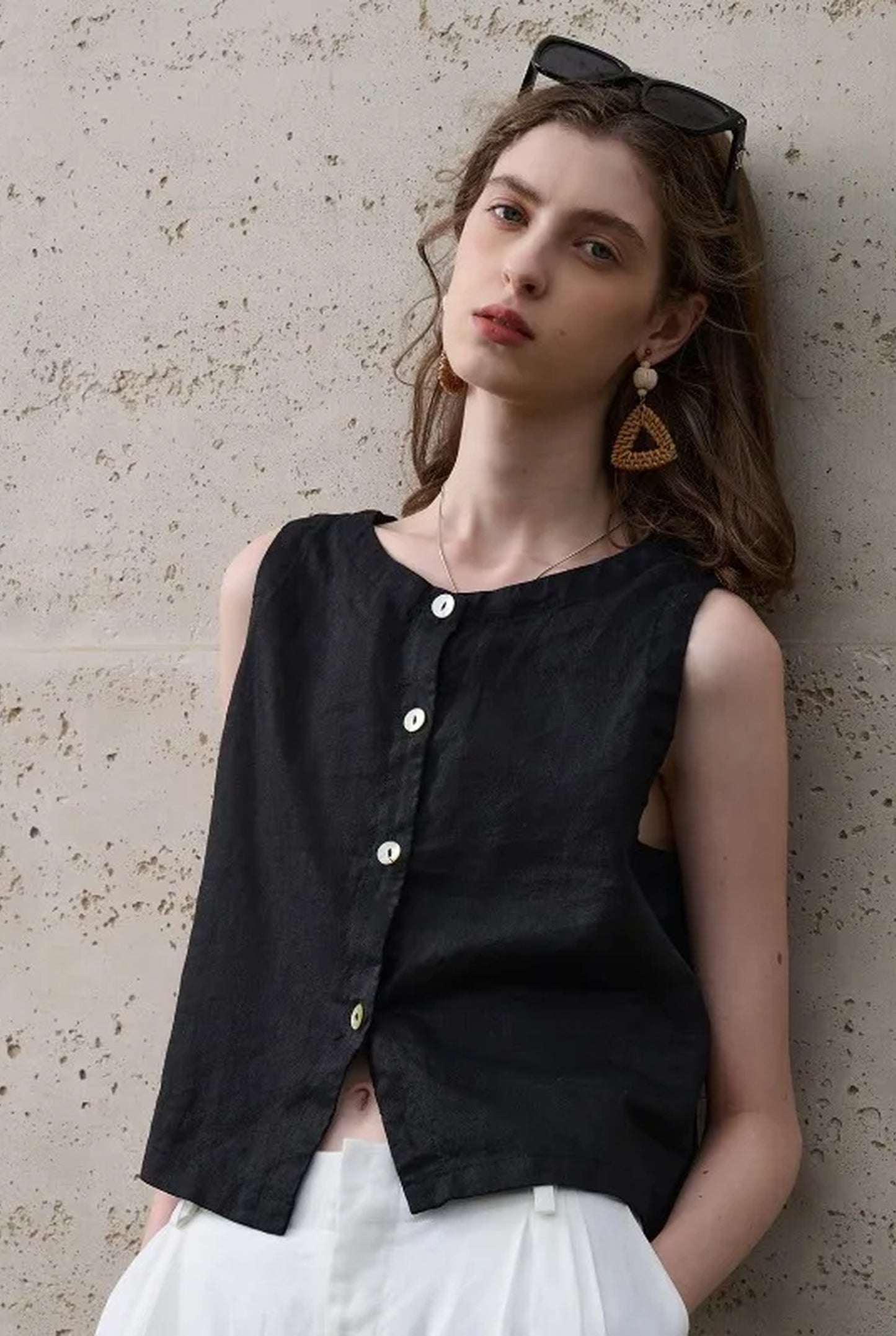 Guillemette Dames Top | Mouwloos | Ronde Hals