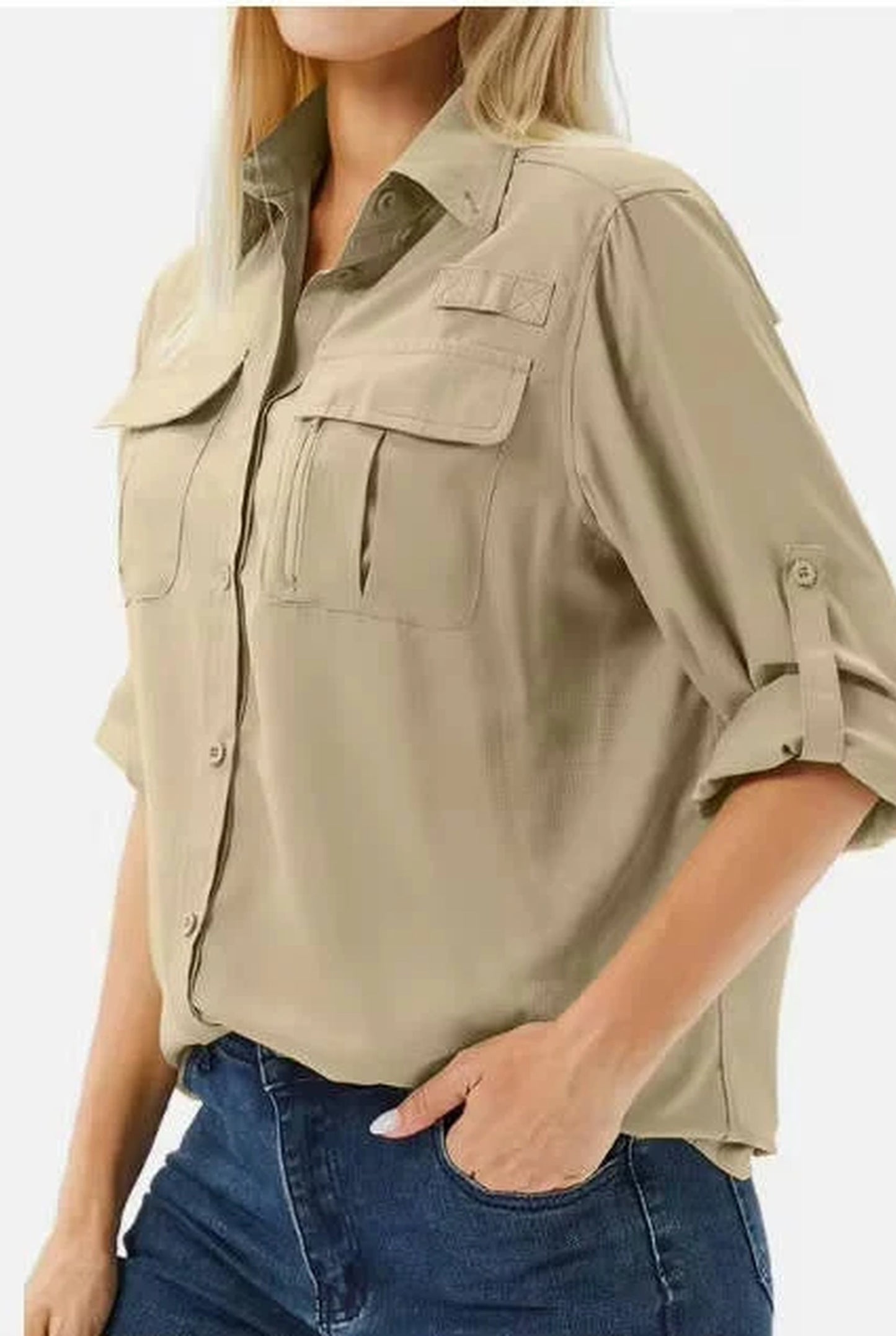 Amanda Dames Blouse | Korte Mouwen | Borstzakken