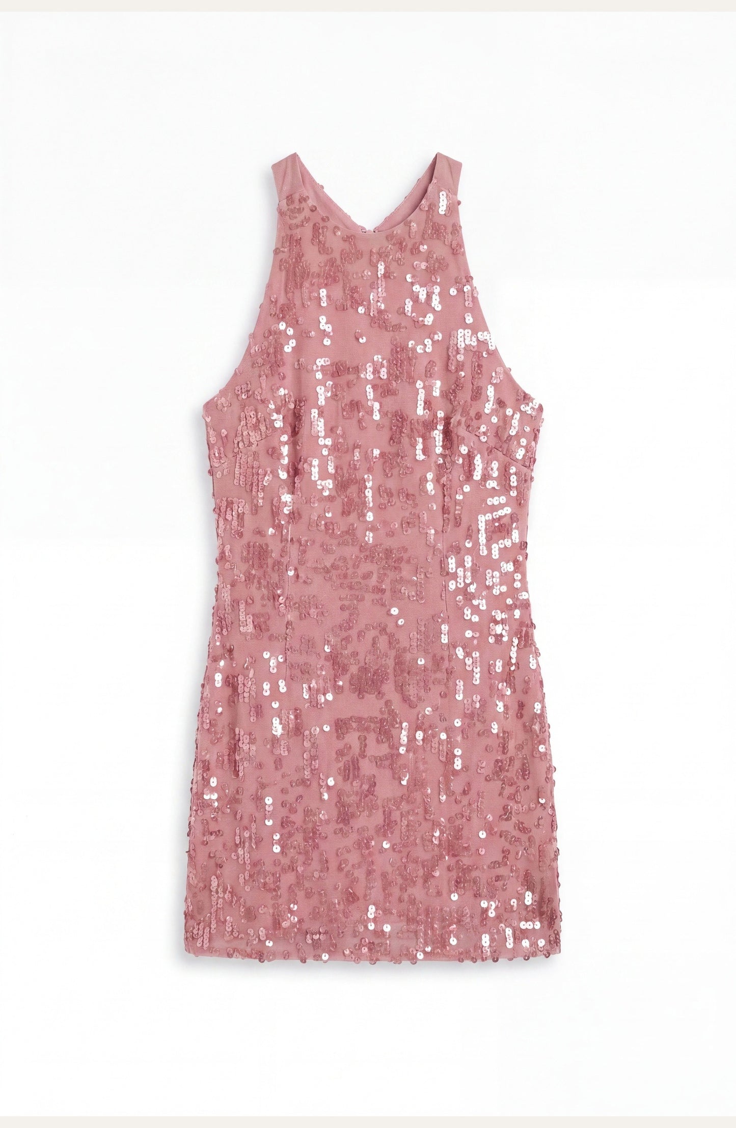 Dames Mini Jurk | Halternek | Pailletten Blush
