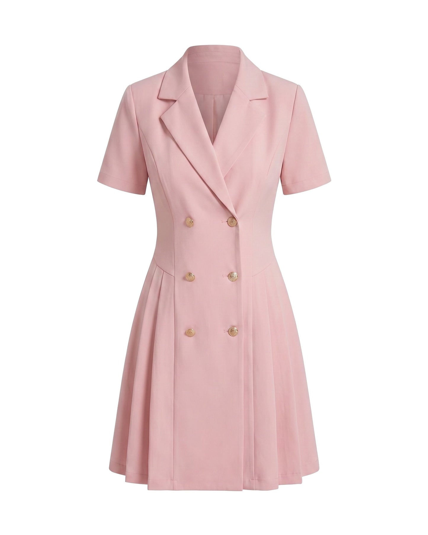 Maëva Dames Mini Jurk | Dubbelrij Knopen | Geplooide Rok