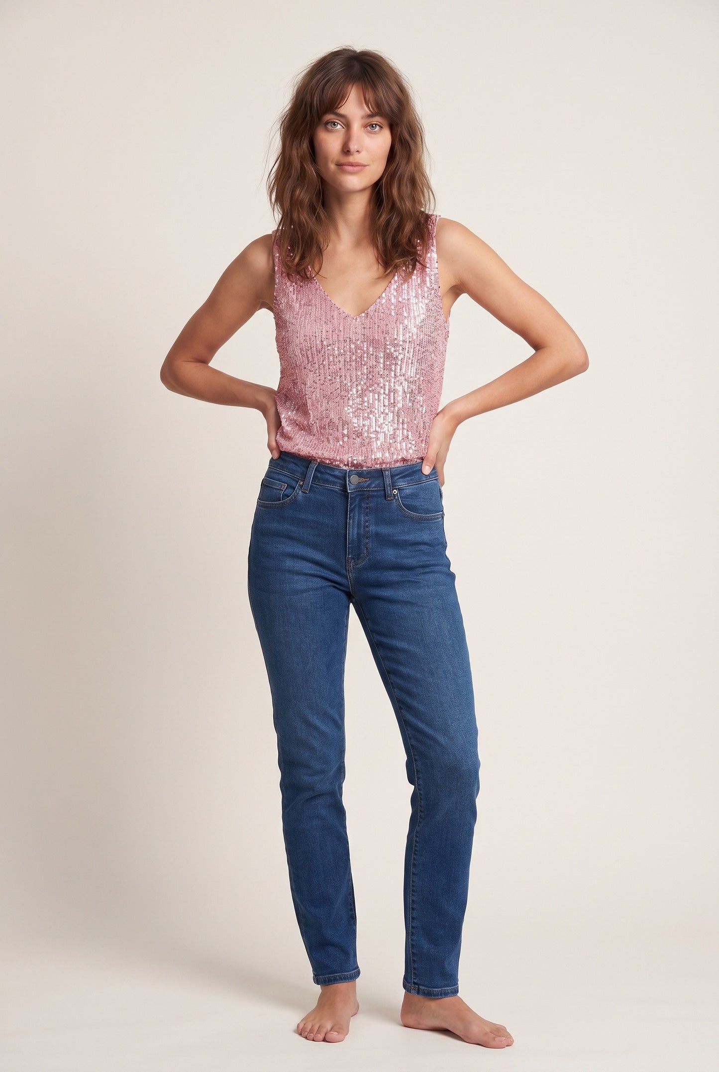 Ludivine Dames Top | Pailletten | V-Hals