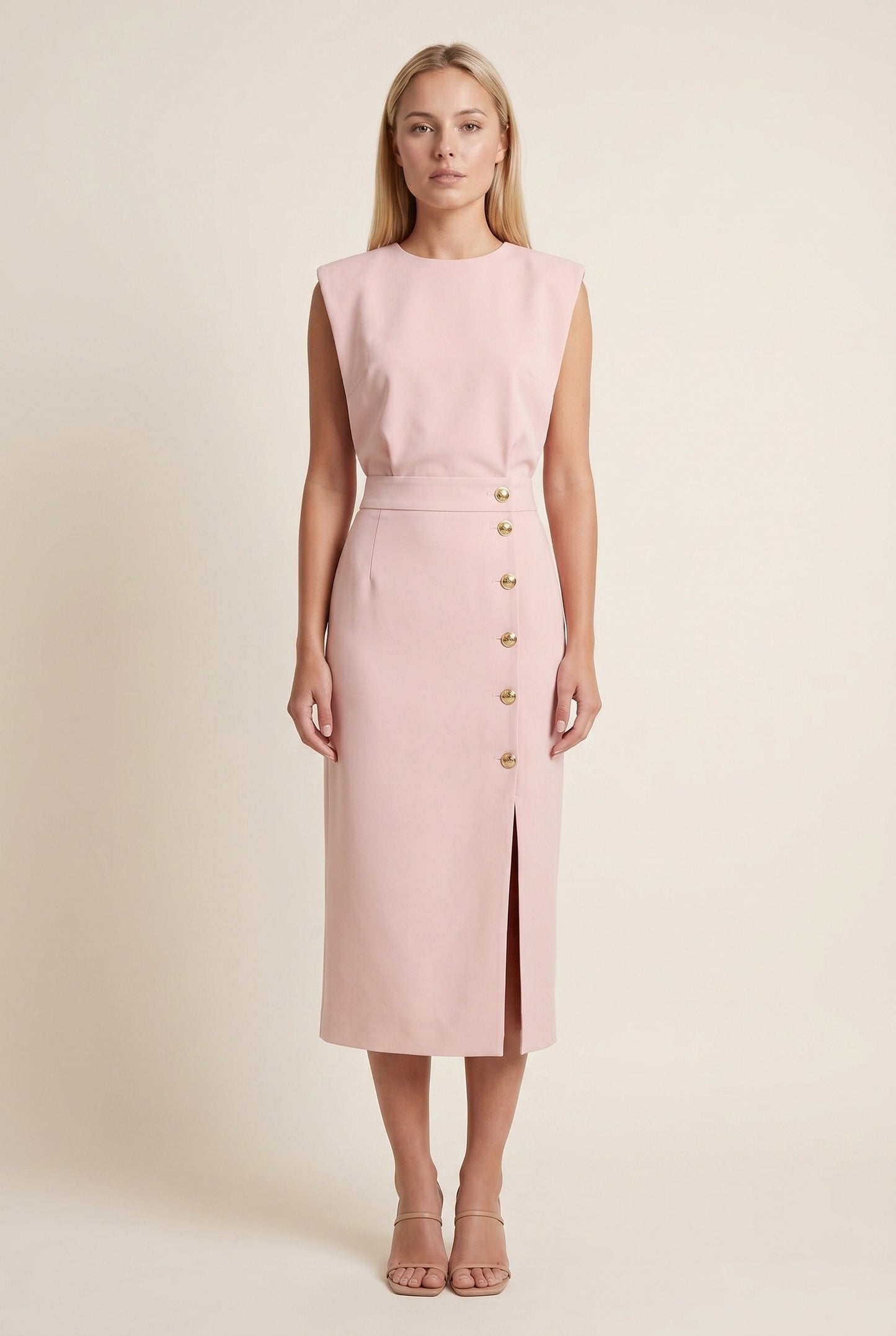 Ninon Women's Midi Dress | Button Detail Split | Split