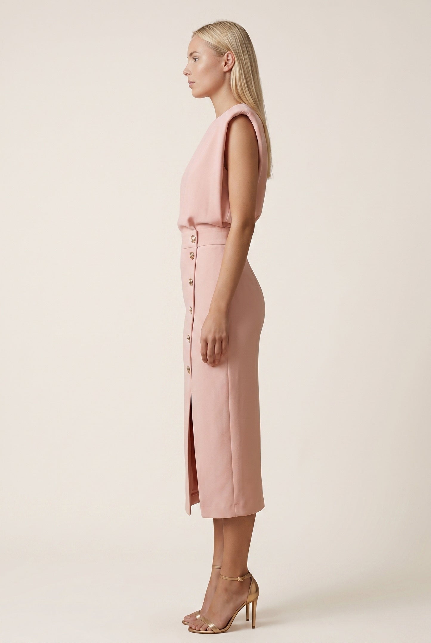 Ninon Women's Midi Dress | Button Detail Split | Split