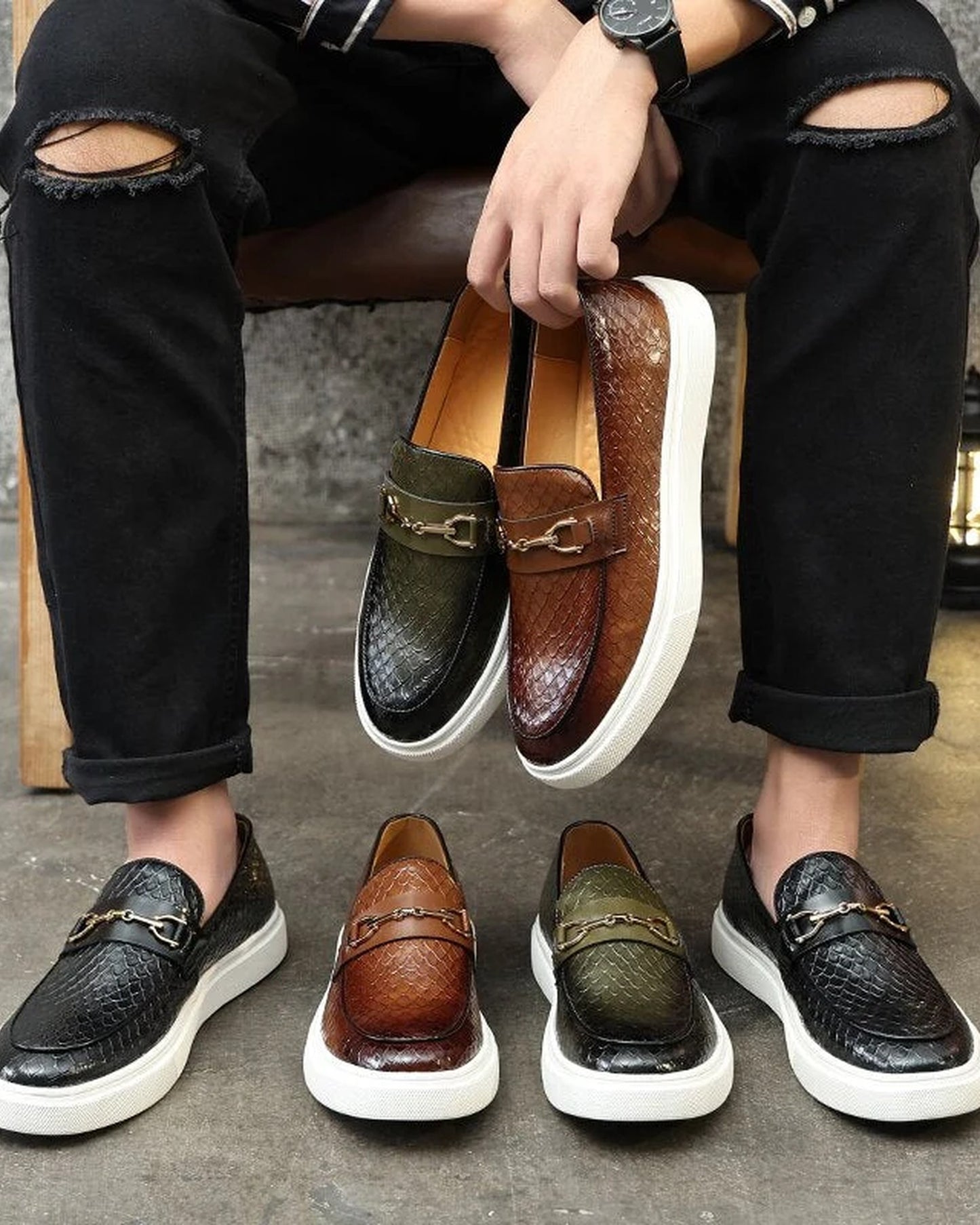 Marcello Heren Schoenen | Quilted Patroon | Metalen Gesp Details