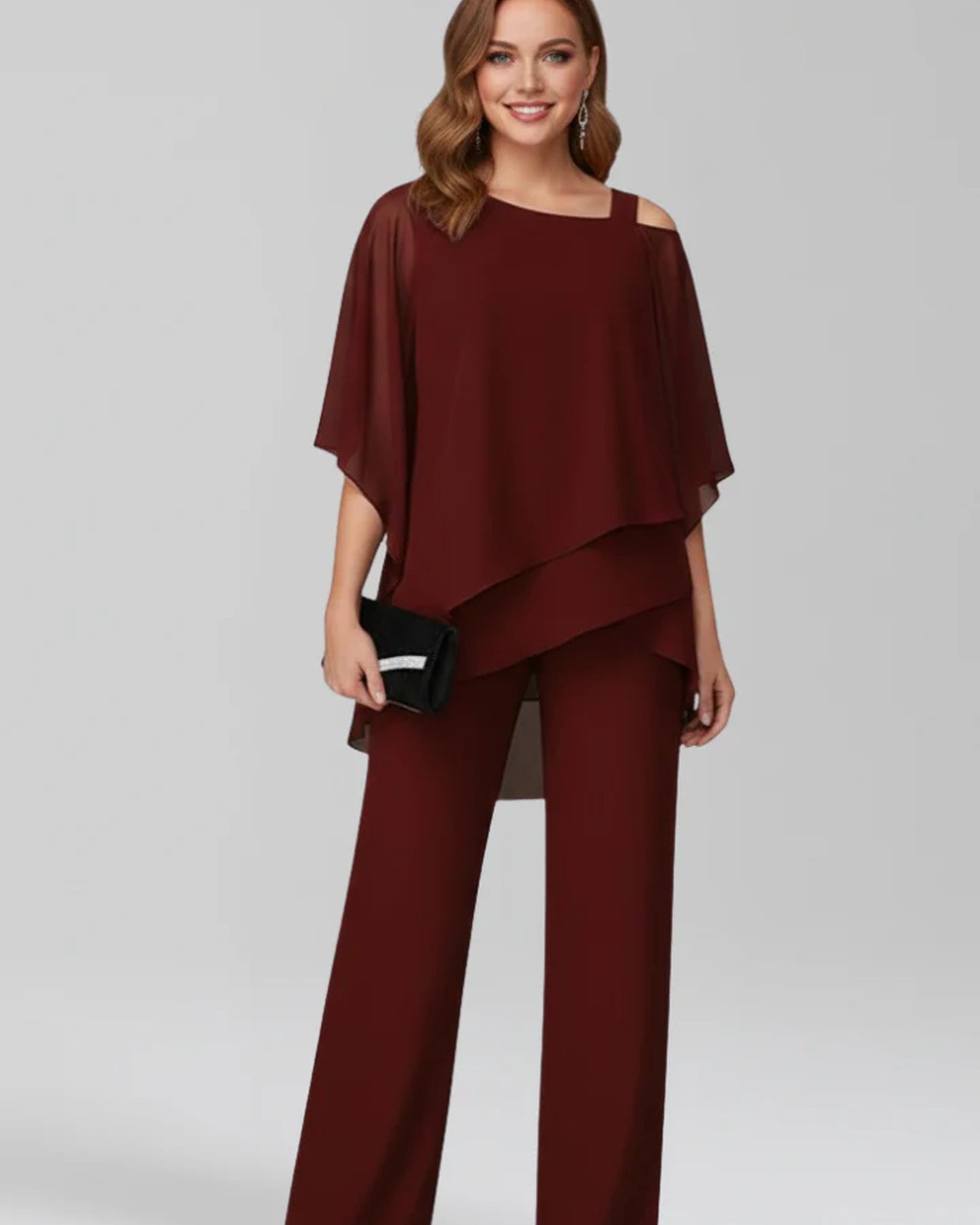 Aglaé Women's Jumpsuit | Cold-Shoulder Detail | Asymmetric Overlay
