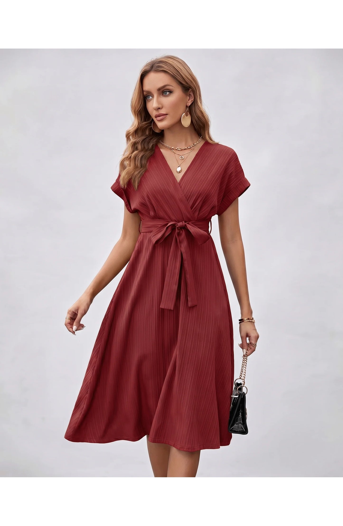 Pascale Women's Midi Dress | V-Neck | Wrap Design