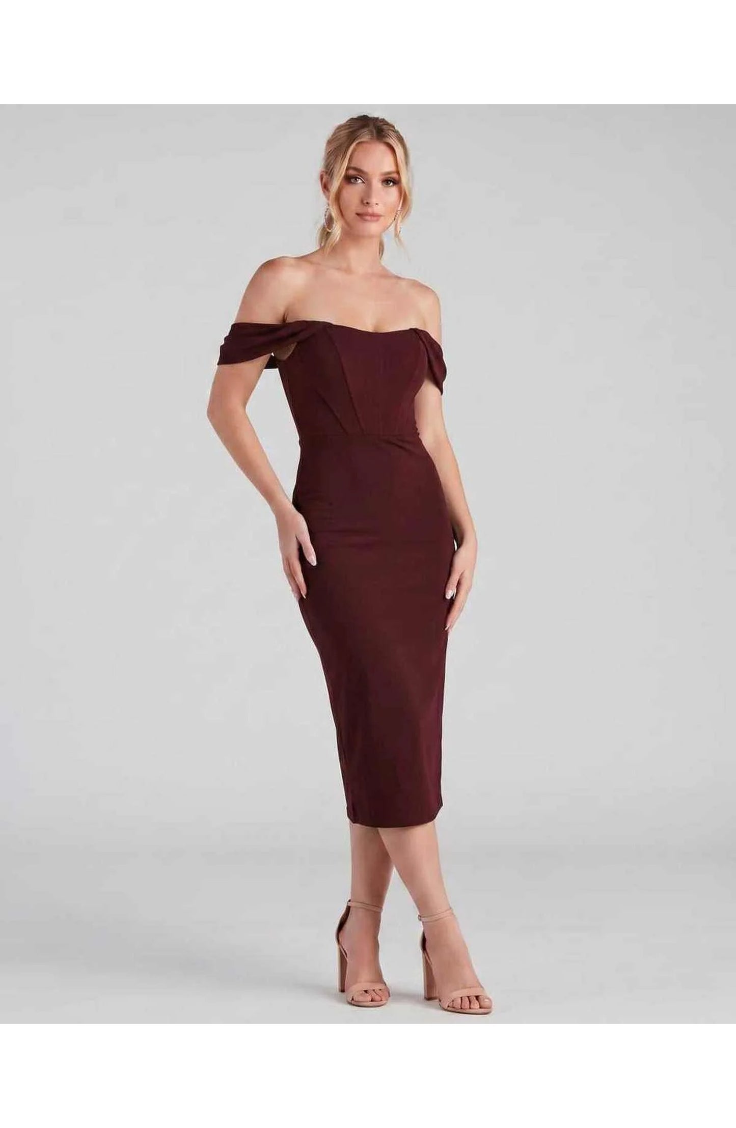 Judith Women's Midi Dress | Off-Shoulder | Bodycon Fit