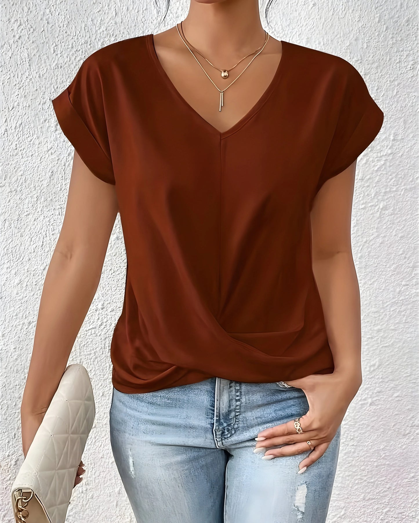 Savine Dames Top | V-Hals | Overslag Detail