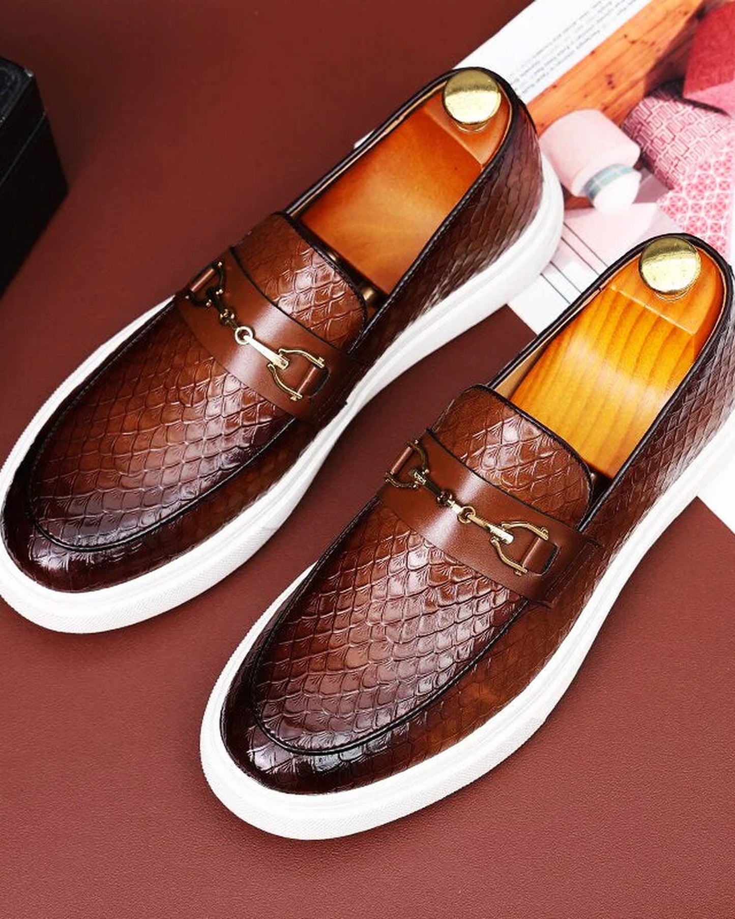 Marcello Heren Schoenen | Quilted Patroon | Metalen Gesp Details