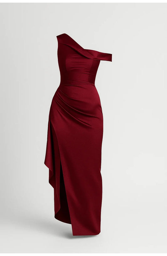 Théodore Dames Maxi Jurk | One Shoulder | Hoge Split