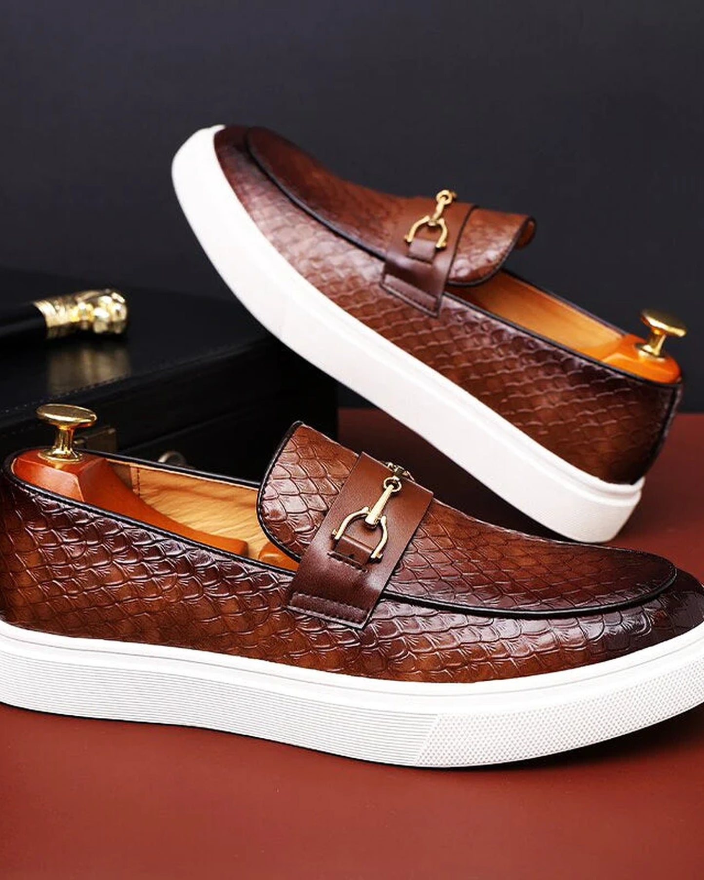 Marcello Heren Schoenen | Quilted Patroon | Metalen Gesp Details