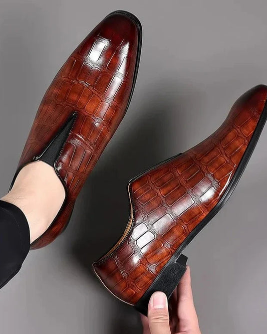 Orlando Heren Schoenen | Krokodillenprint | Gestapelde Hak