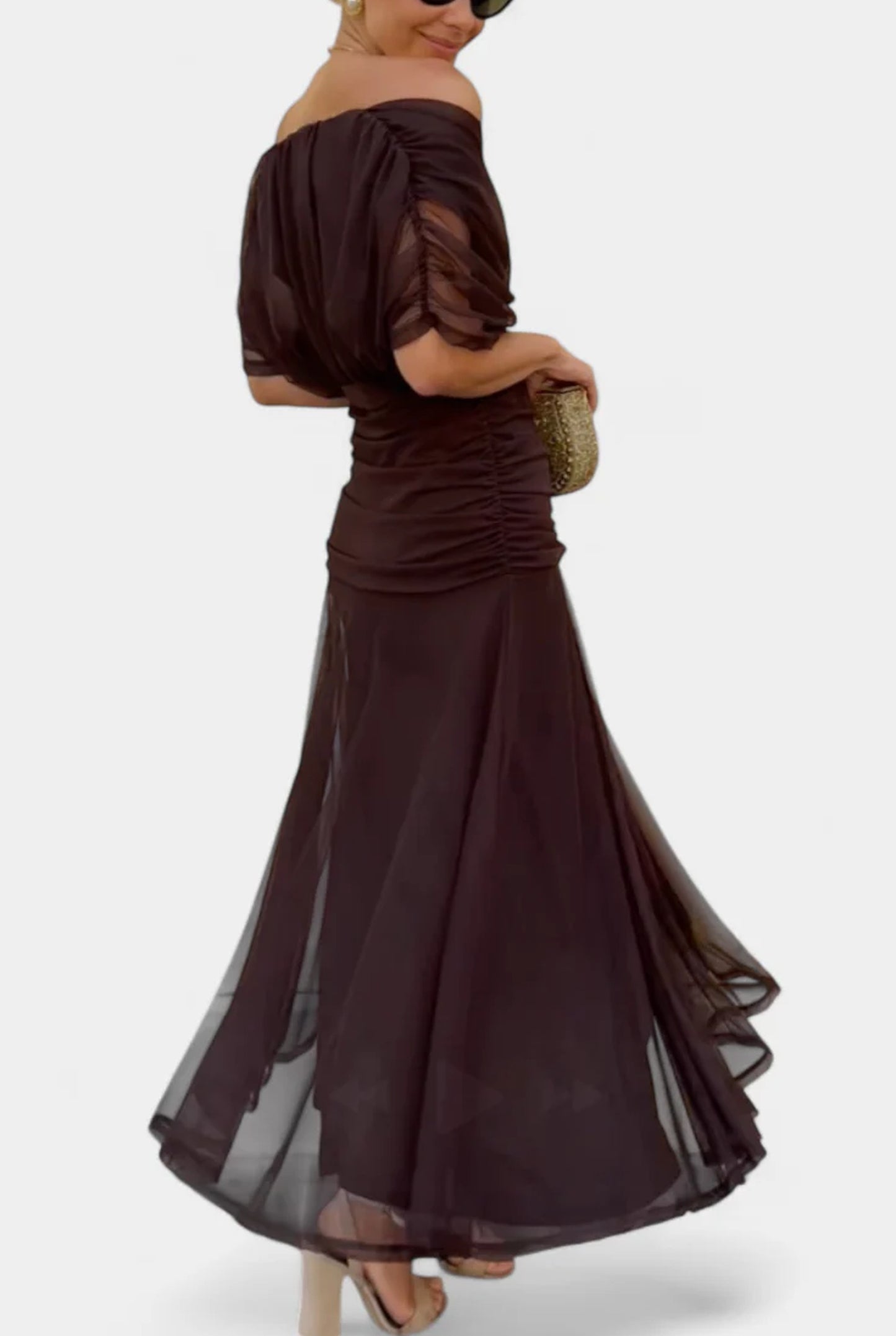 Lorraine Ladies Maxi Dress | Off-Shoulder Strapless | Ruched Waist