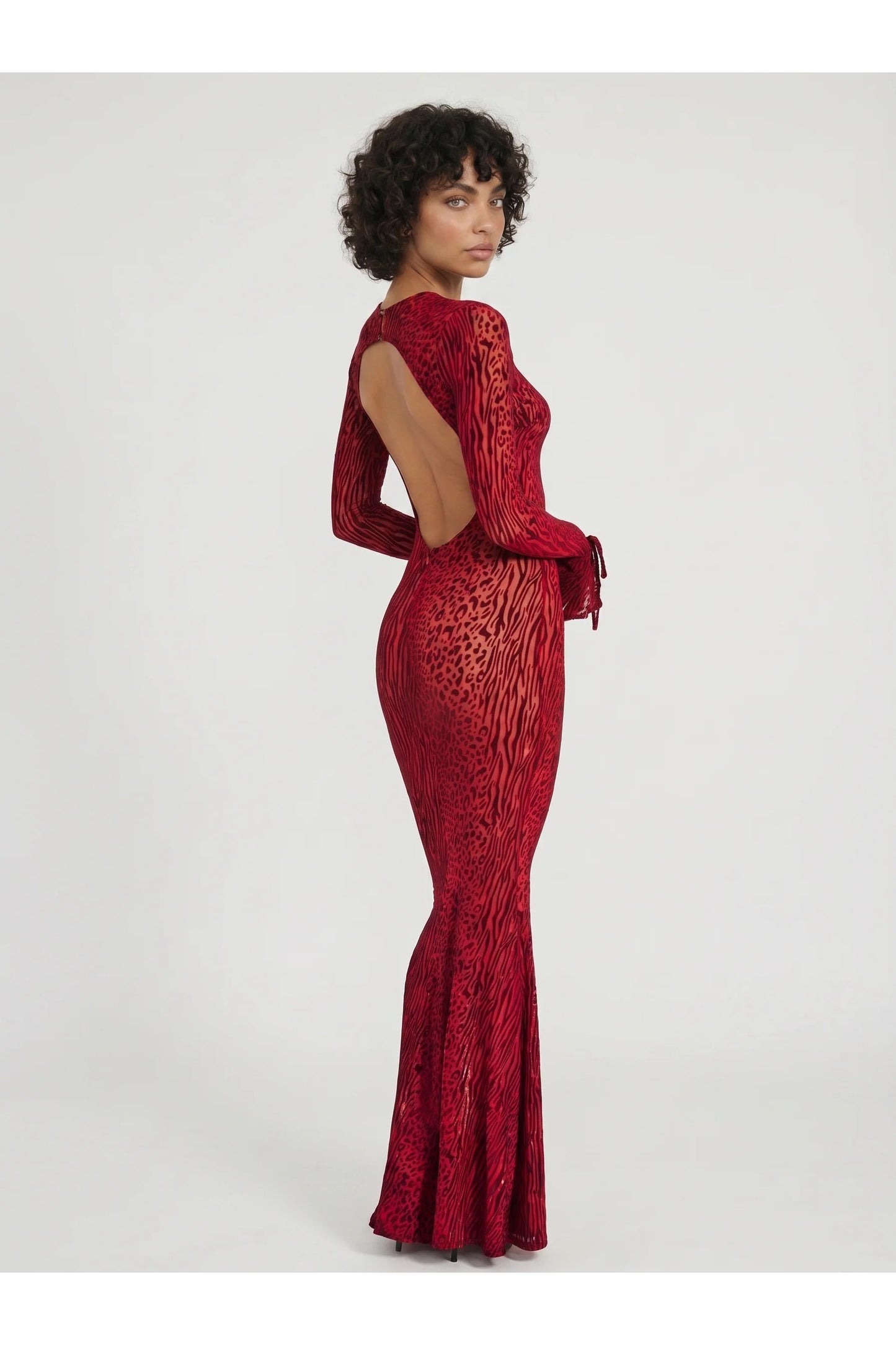 Dames Maxi Jurk | Dierenprint | Transparante Mouwen