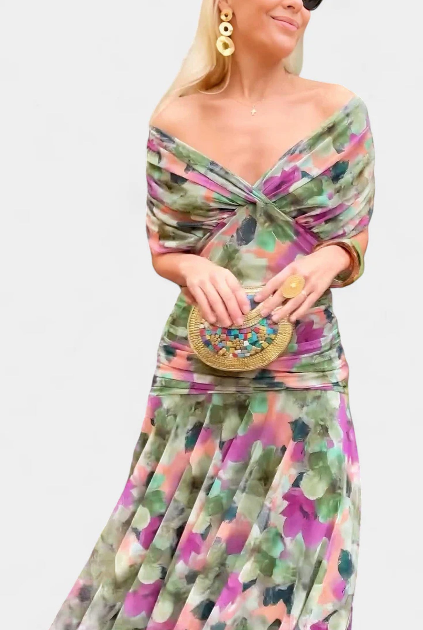 Lorraine Ladies Maxi Dress | Off-Shoulder Strapless | Ruched Waist