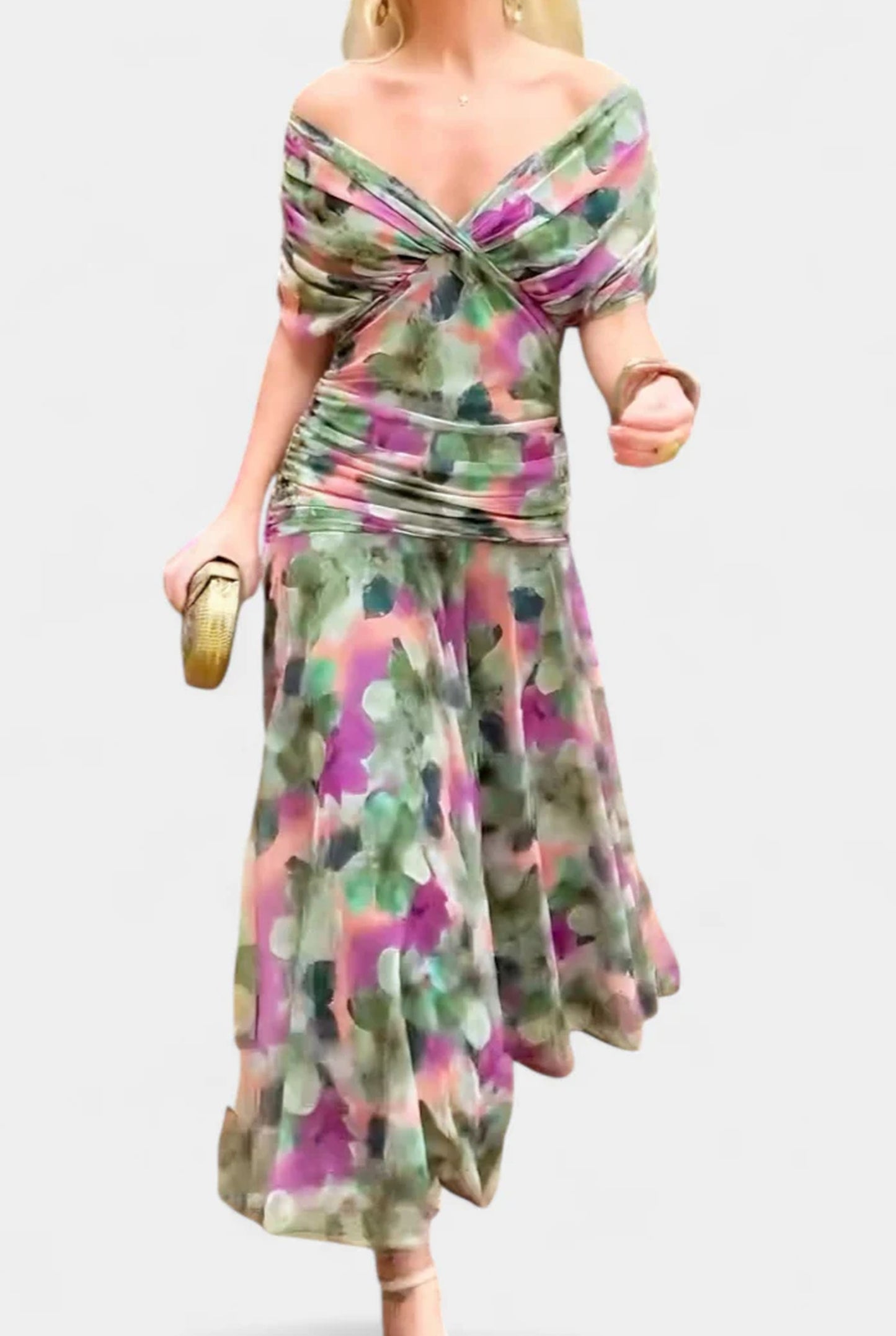 Lorraine Ladies Maxi Dress | Off-Shoulder Strapless | Ruched Waist