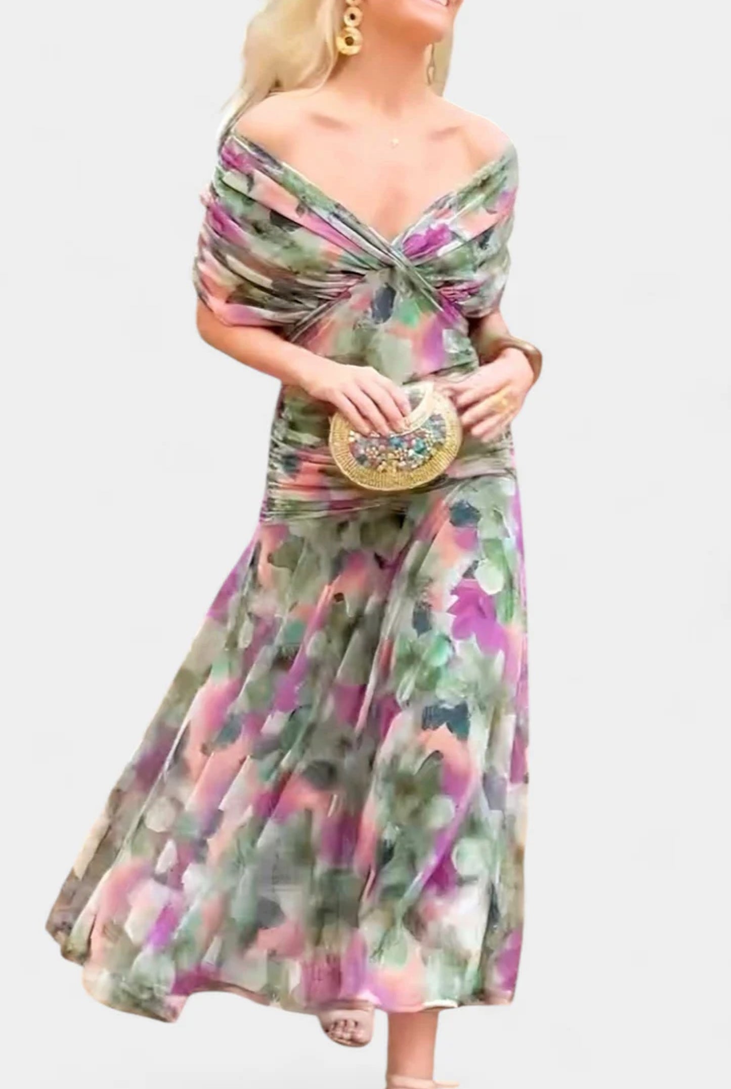 Lorraine Ladies Maxi Dress | Off-Shoulder Strapless | Ruched Waist