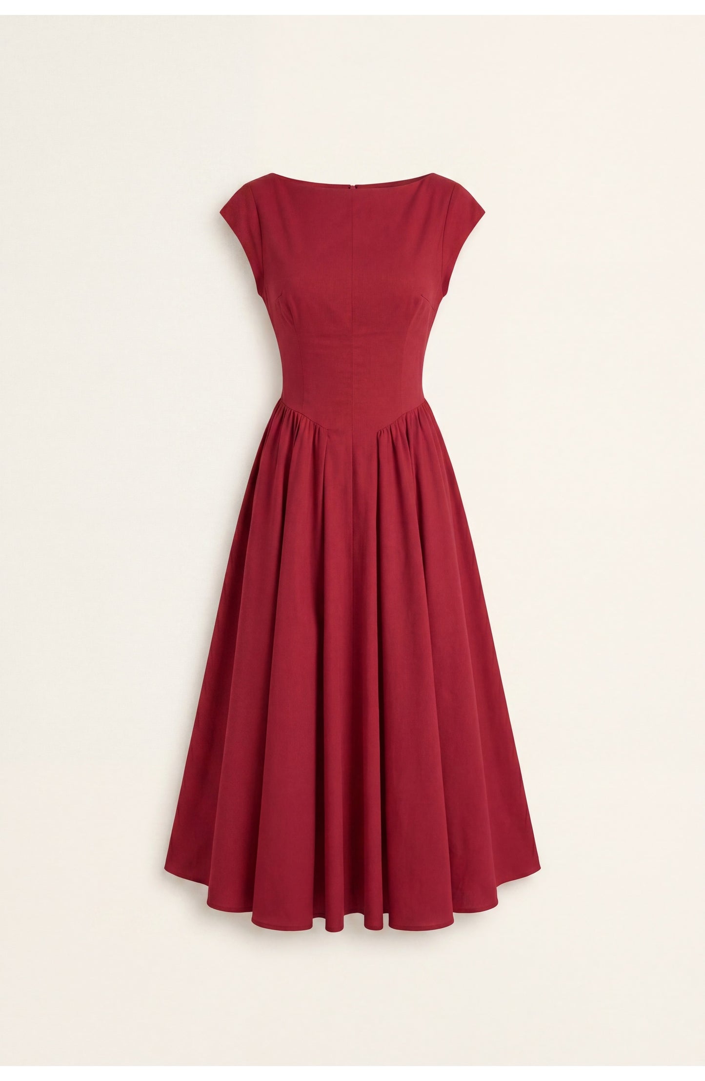 Véronique Women's Midi Dress | Round Neckline | Flared Skirt