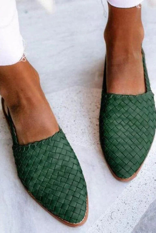 Célina Dames Ballerina's | Gevlochten Leer | Slingback Hielband