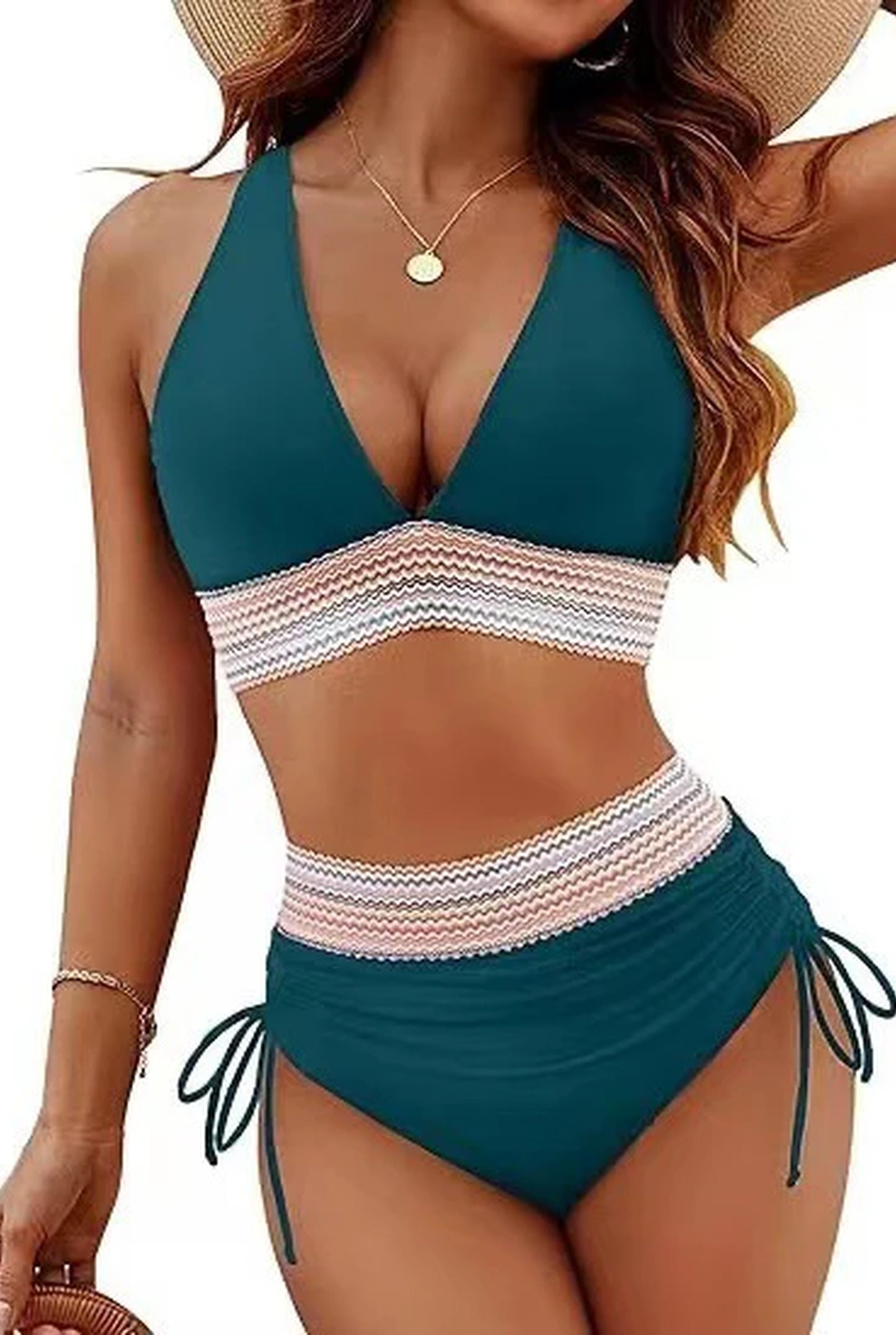 Lucette Dames Badkleding | V-Hals | Zigzag Tailleband