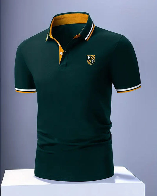 Lamberto Heren Polo Shirt | Gestreepte Kraag | Korte Mouwen