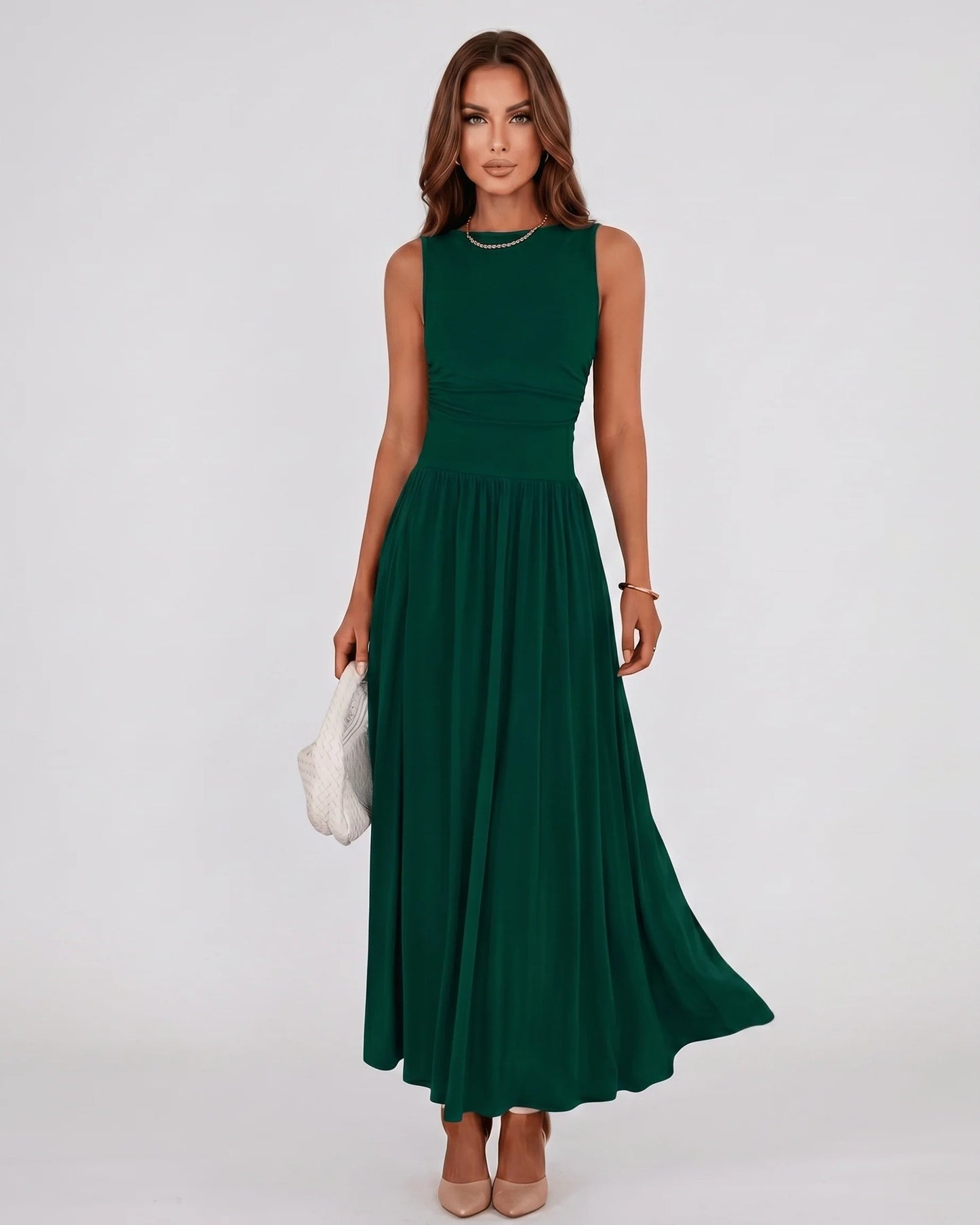 Naïs Dames Maxi Jurk | Geplooide Taille | Sleeveless