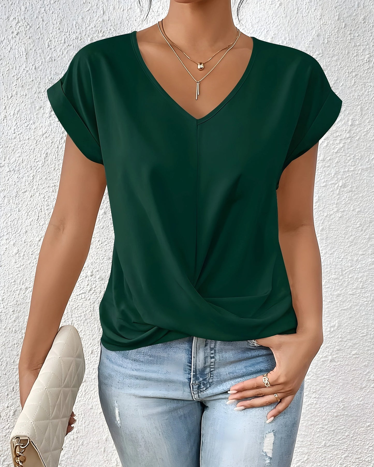 Savine Dames Top | V-Hals | Overslag Detail