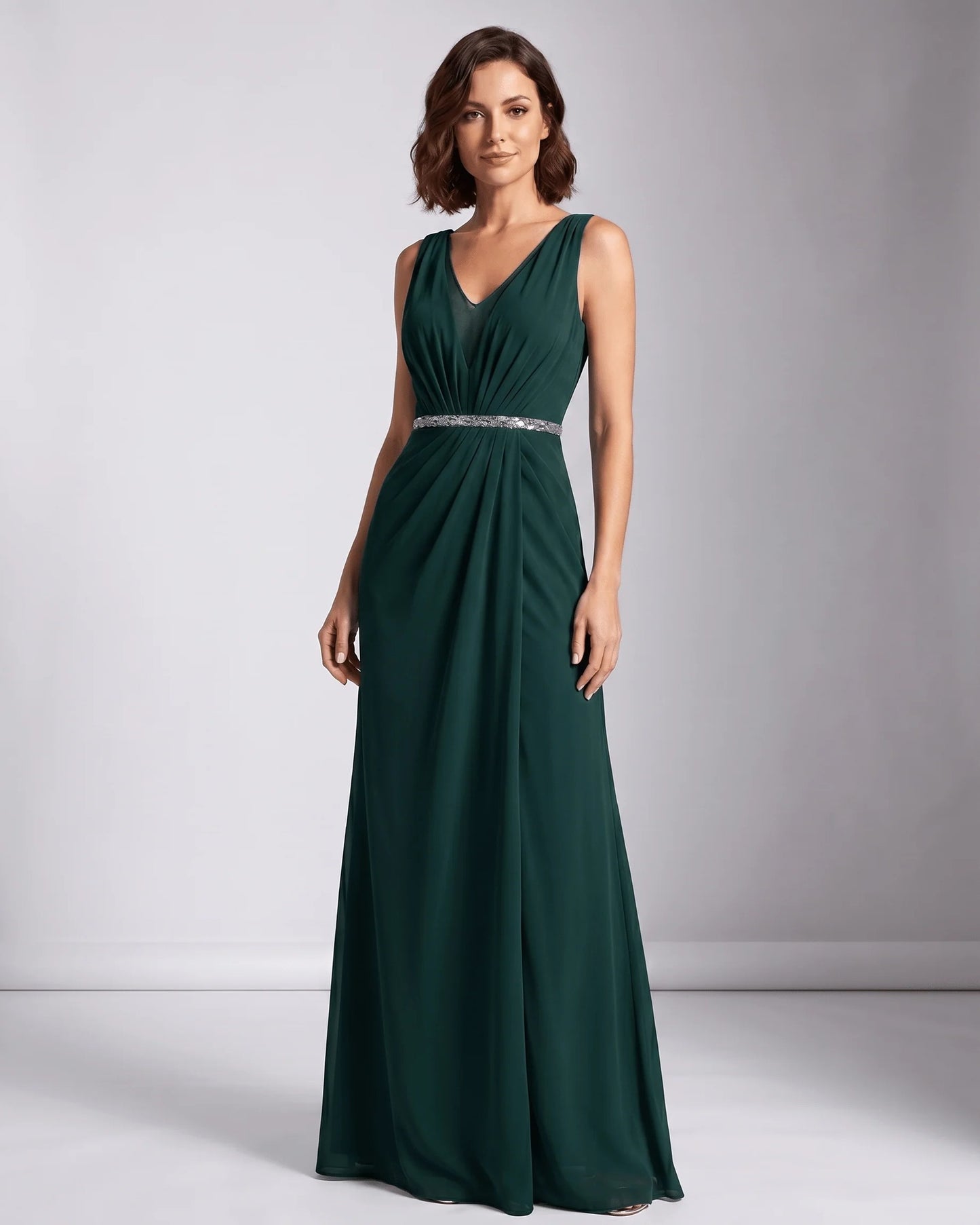 Marinette Women's Maxi Dress | V-Neck | Pleated Bodice